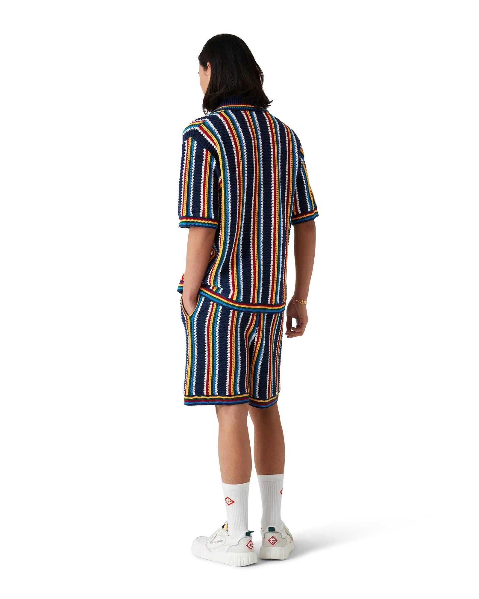 Crochet Short Sleeve Stripe Shirt | Casablanca Paris | Image 3