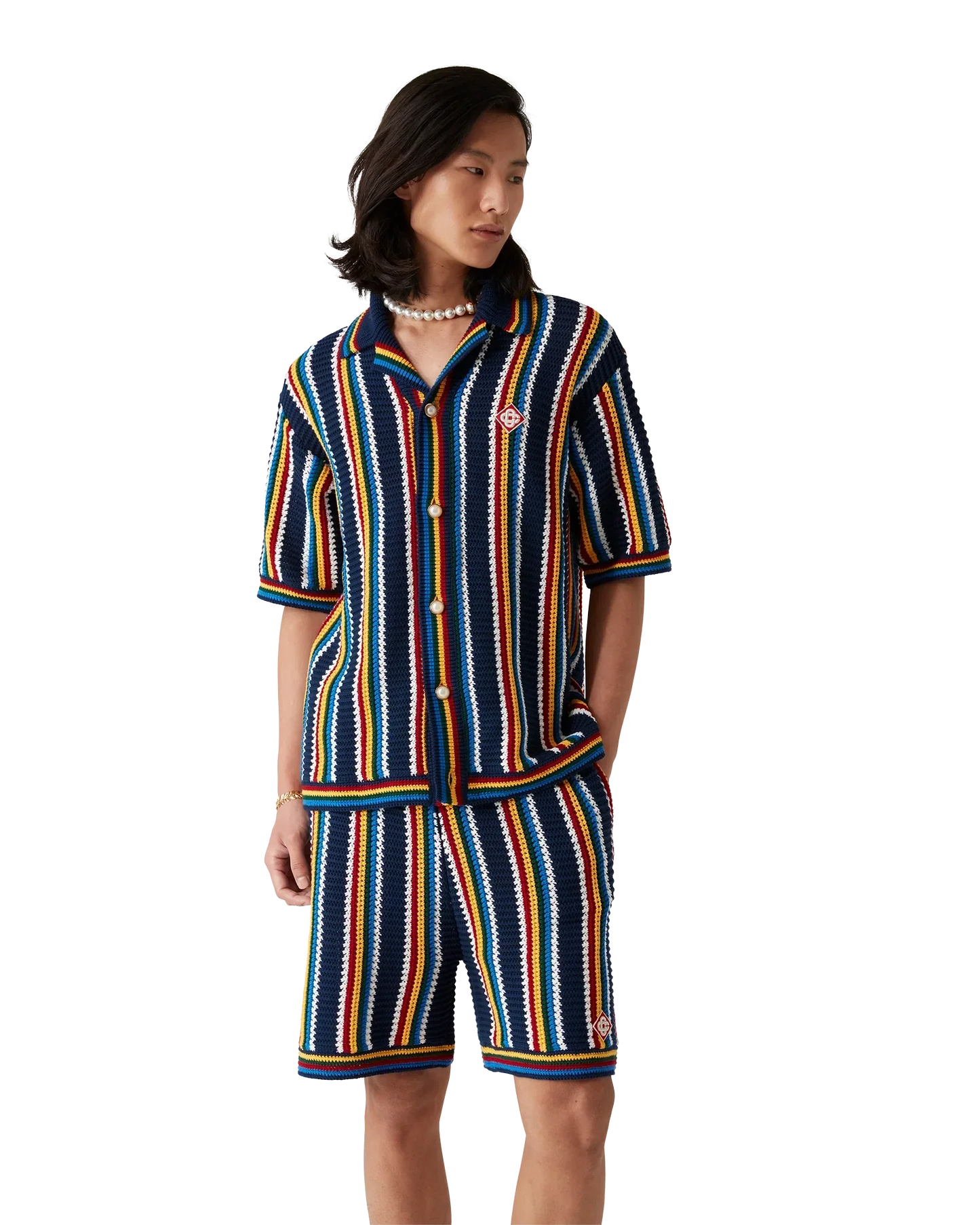 Crochet Short Sleeve Stripe Shirt | Casablanca Paris | Image 4
