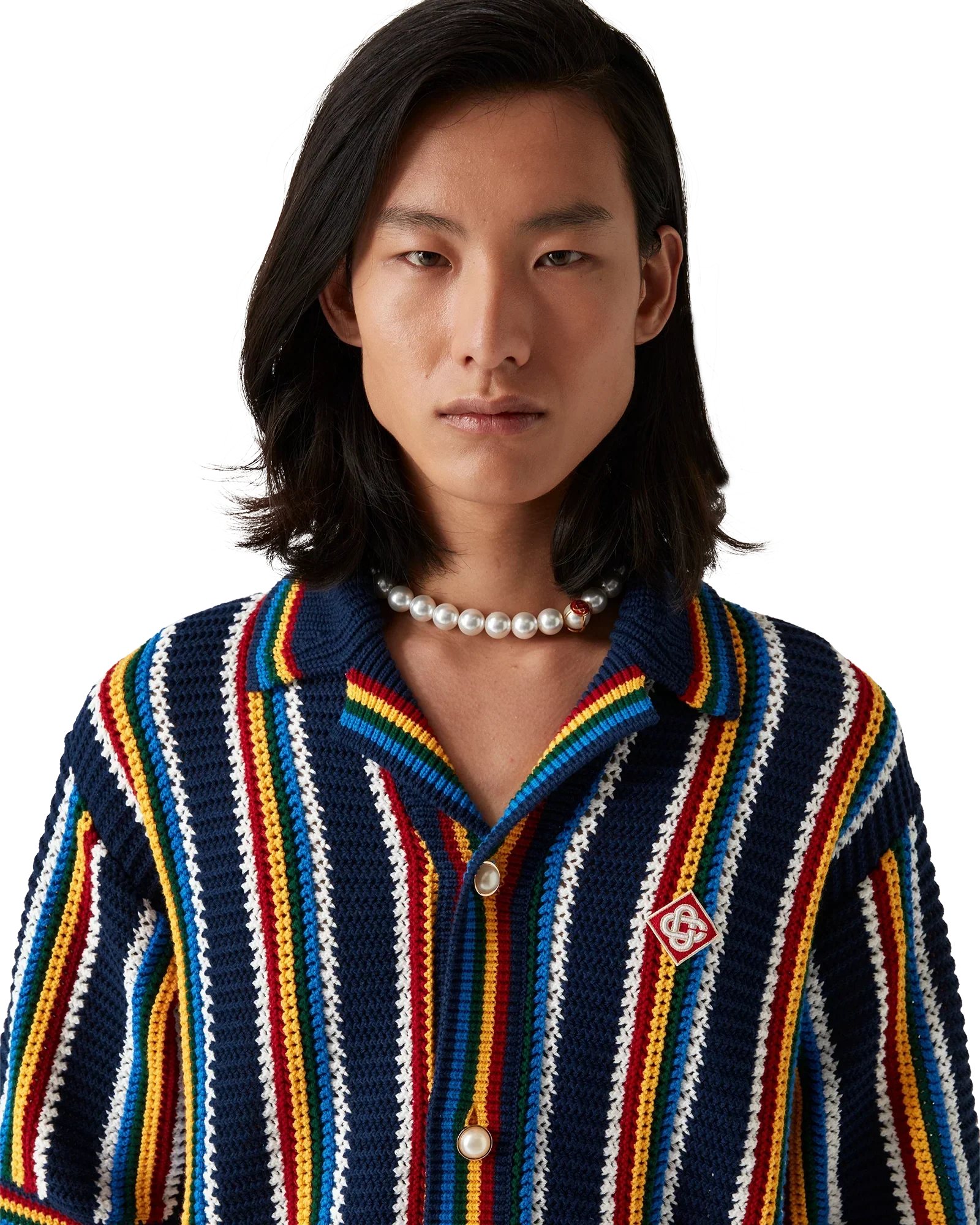 Crochet Short Sleeve Stripe Shirt | Casablanca Paris | Image 5