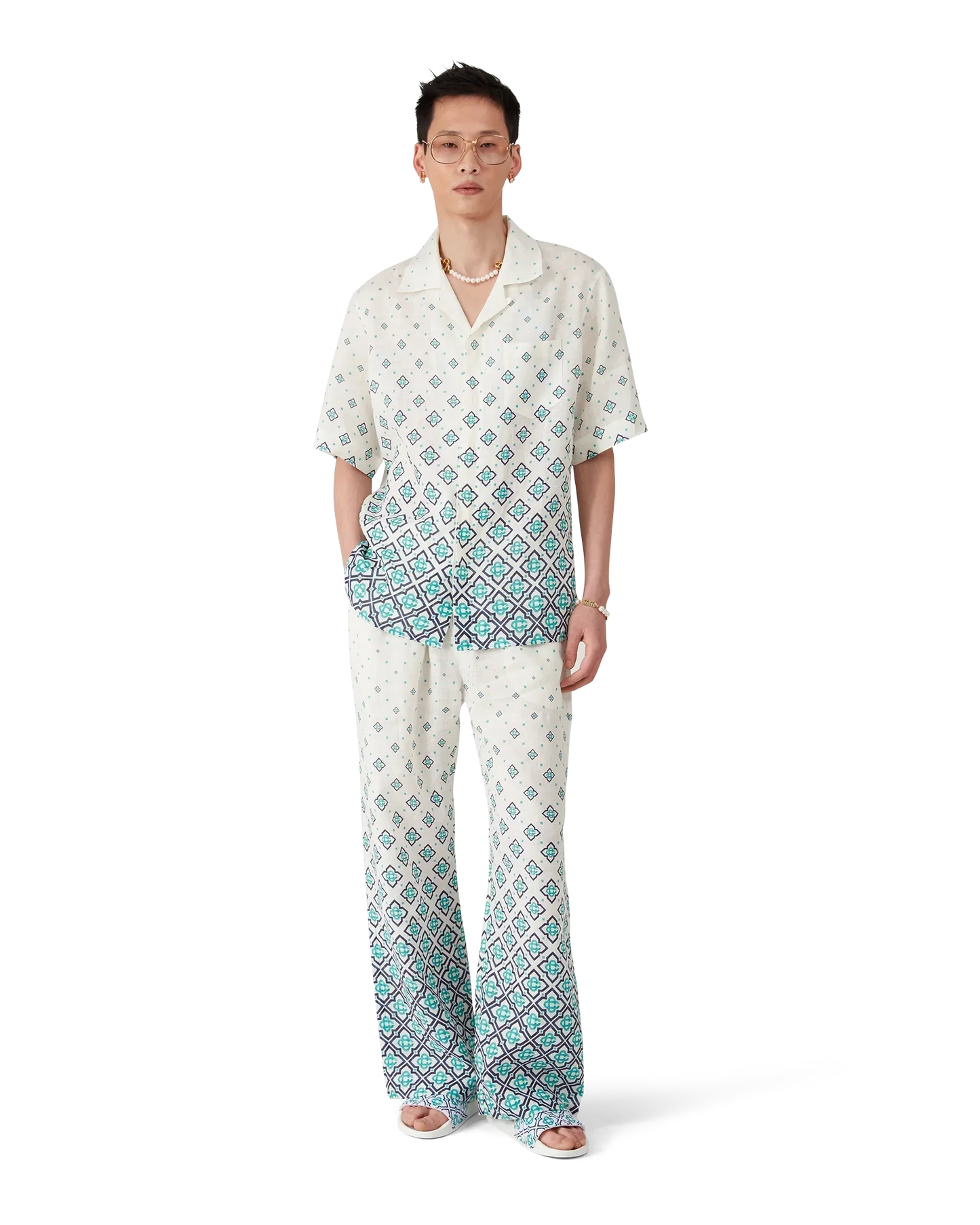Gradient Monogram Short Sleeve Linen Shirt | Casablanca Paris | Image 2