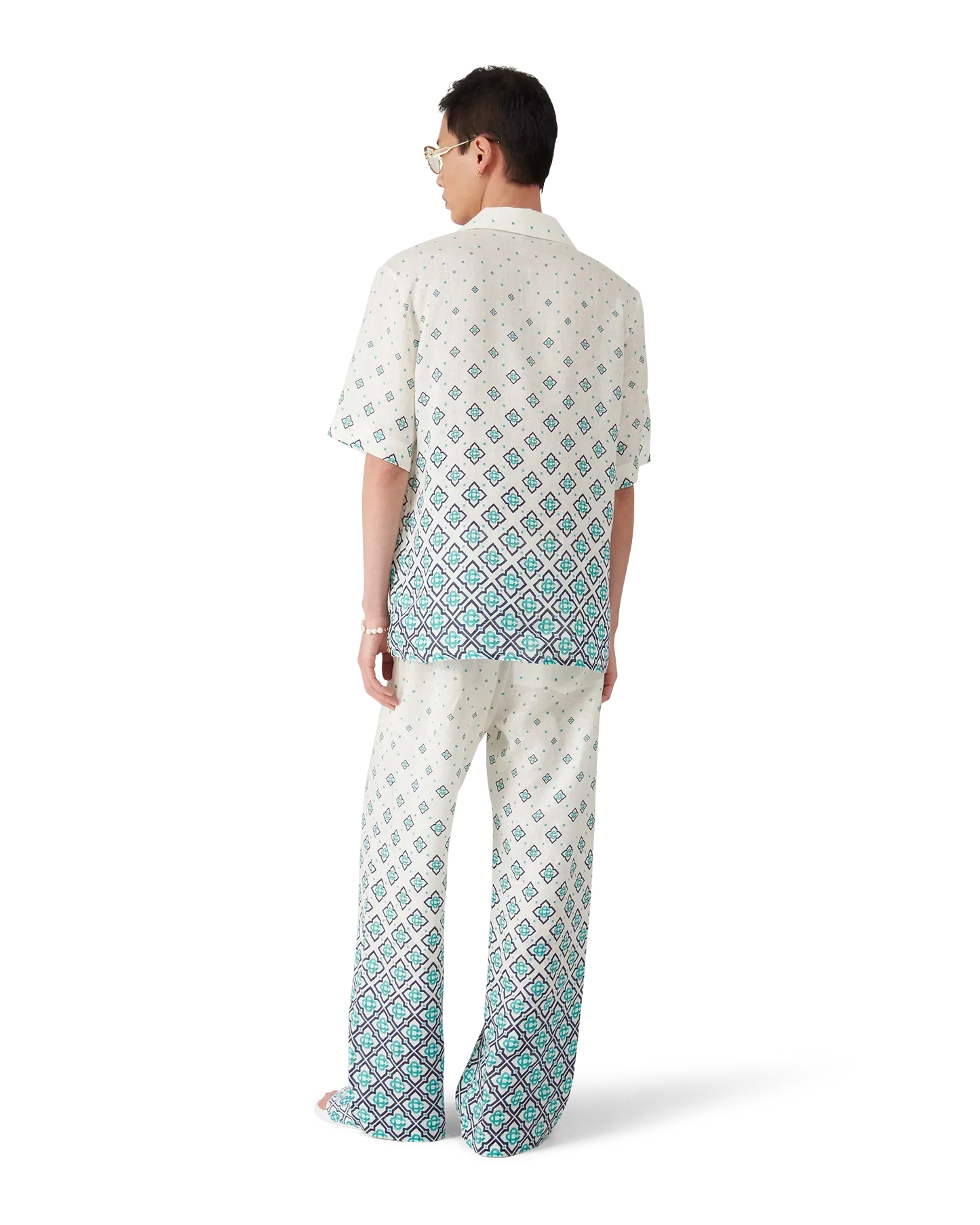 Gradient Monogram Short Sleeve Linen Shirt | Casablanca Paris | Image 3