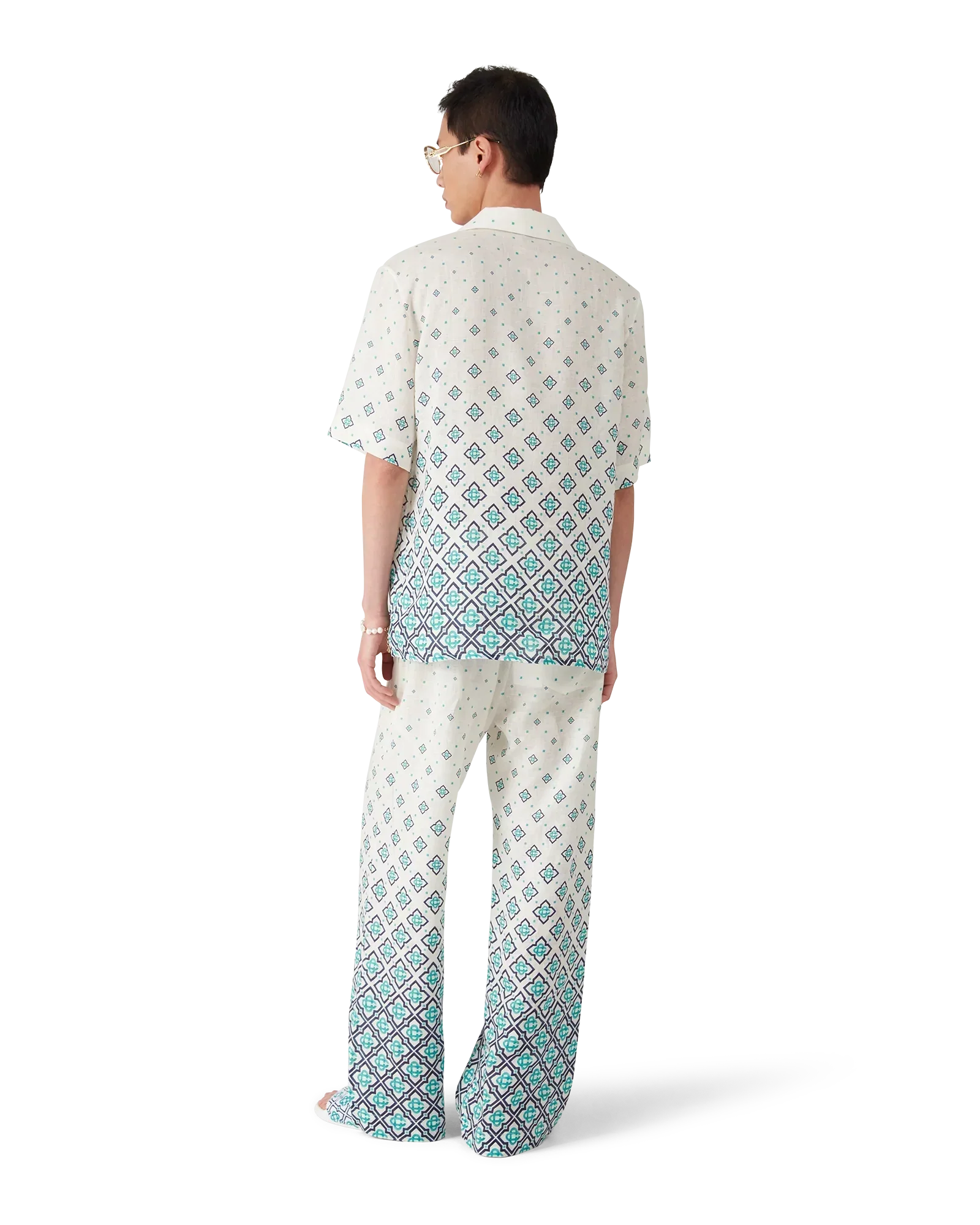 Gradient Monogram Short Sleeve Linen Shirt | Casablanca Paris | Image 3