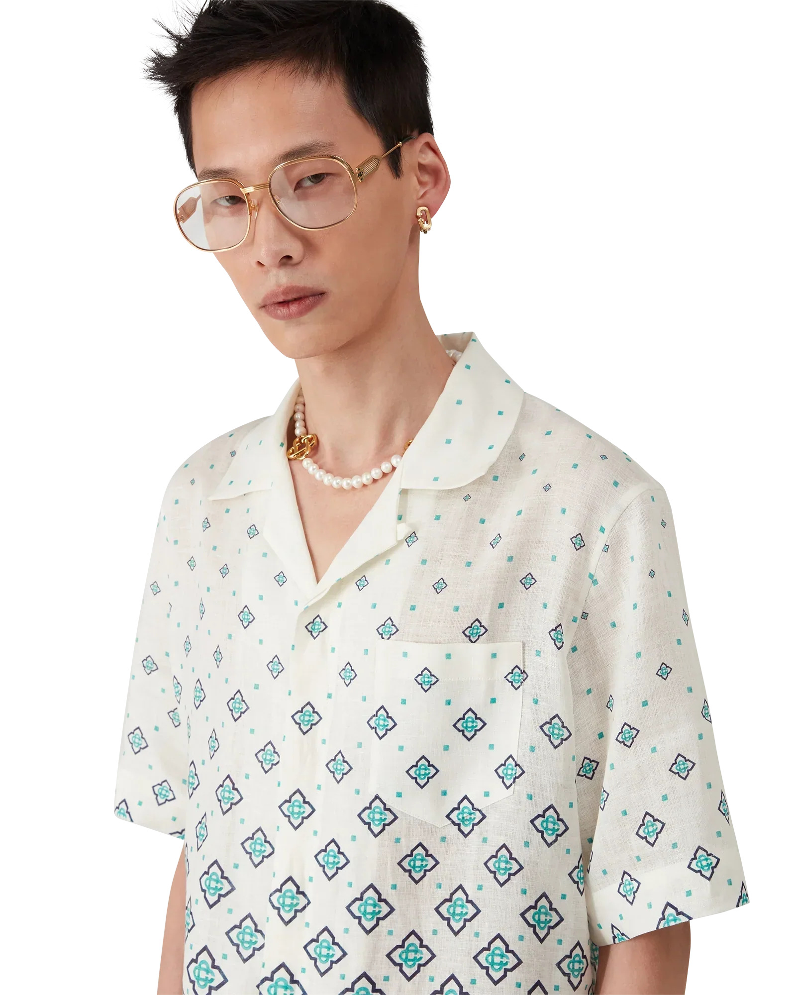 Gradient Monogram Short Sleeve Linen Shirt | Casablanca Paris | Image 5