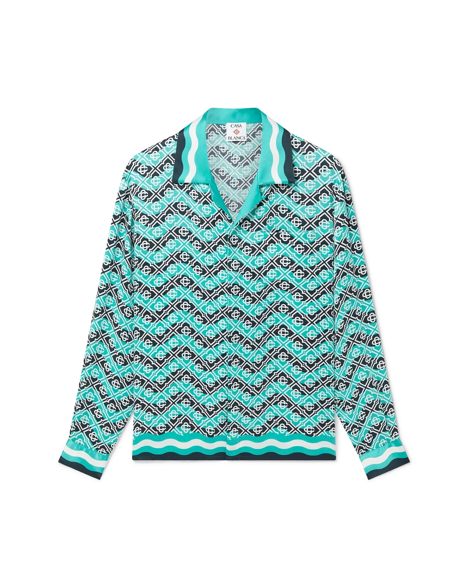 Monogram Wave Long Sleeve Silk Shirt | Casablanca Paris | Image 1