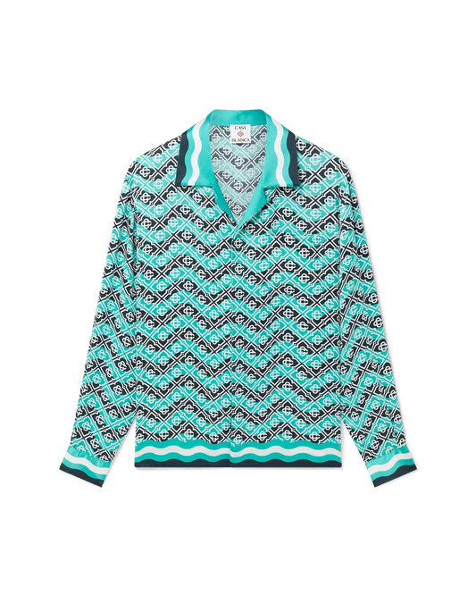 Monogram Wave Long Sleeve Silk Shirt | Casablanca Paris | Image 1