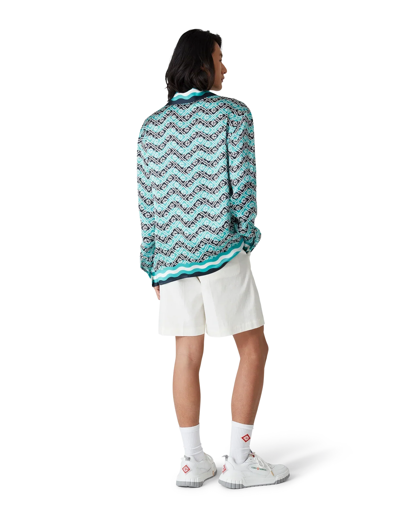 Monogram Wave Long Sleeve Silk Shirt | Casablanca Paris | Image 3