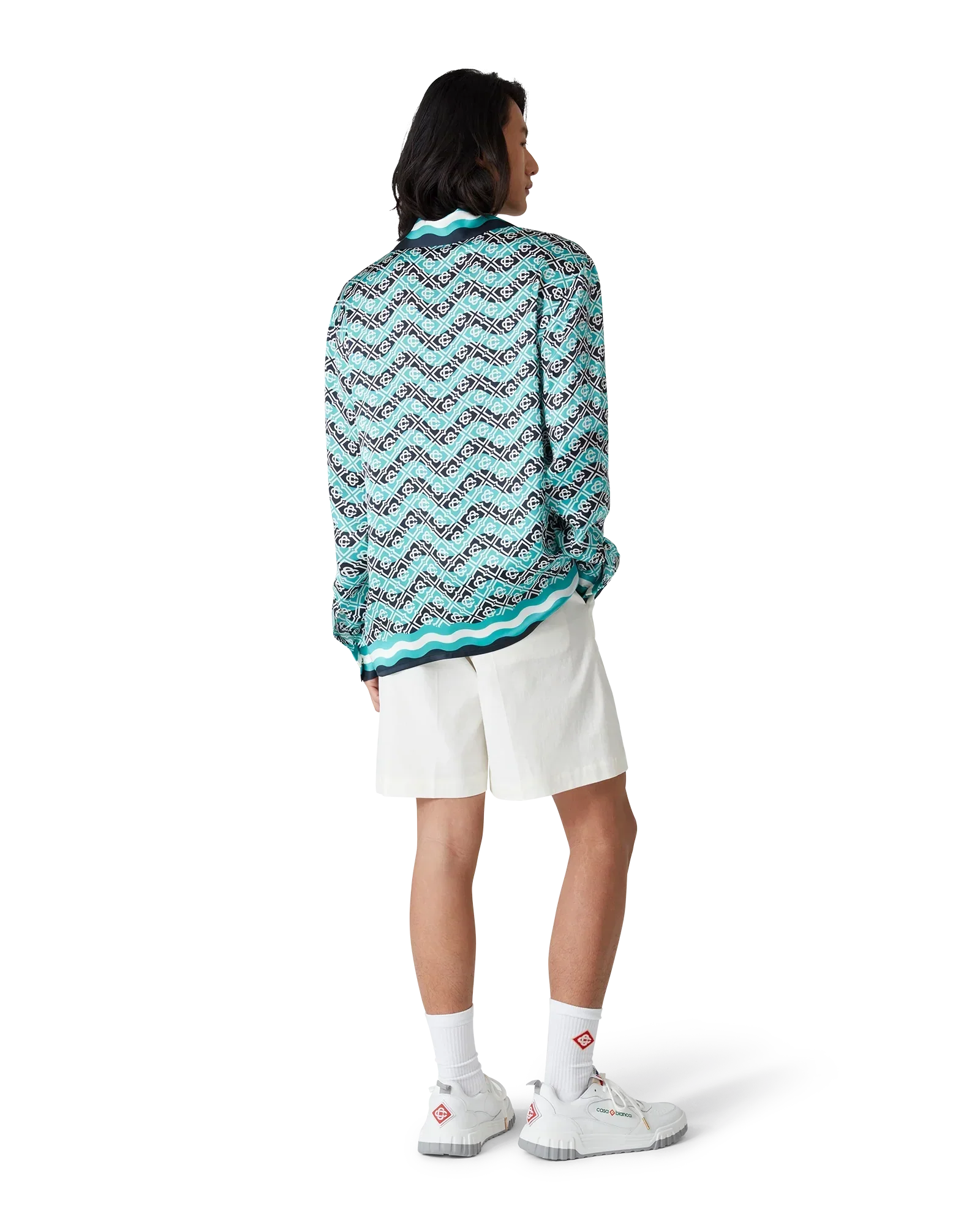 Monogram Wave Long Sleeve Silk Shirt | Casablanca Paris | Image 3