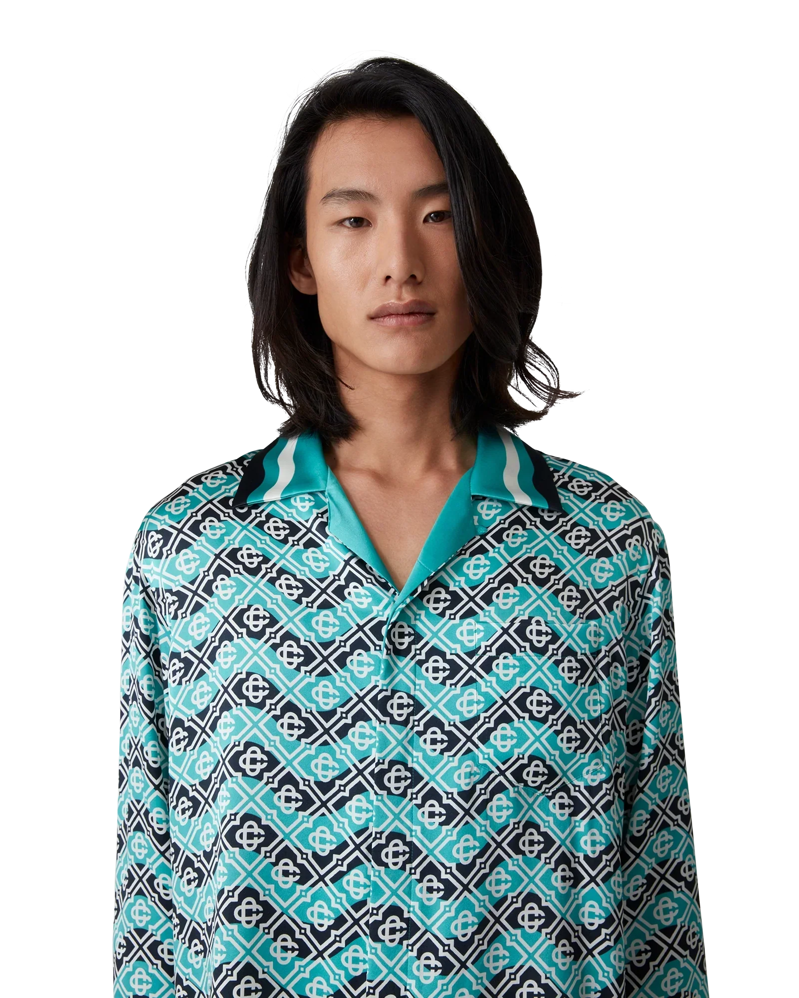Monogram Wave Long Sleeve Silk Shirt | Casablanca Paris | Image 5