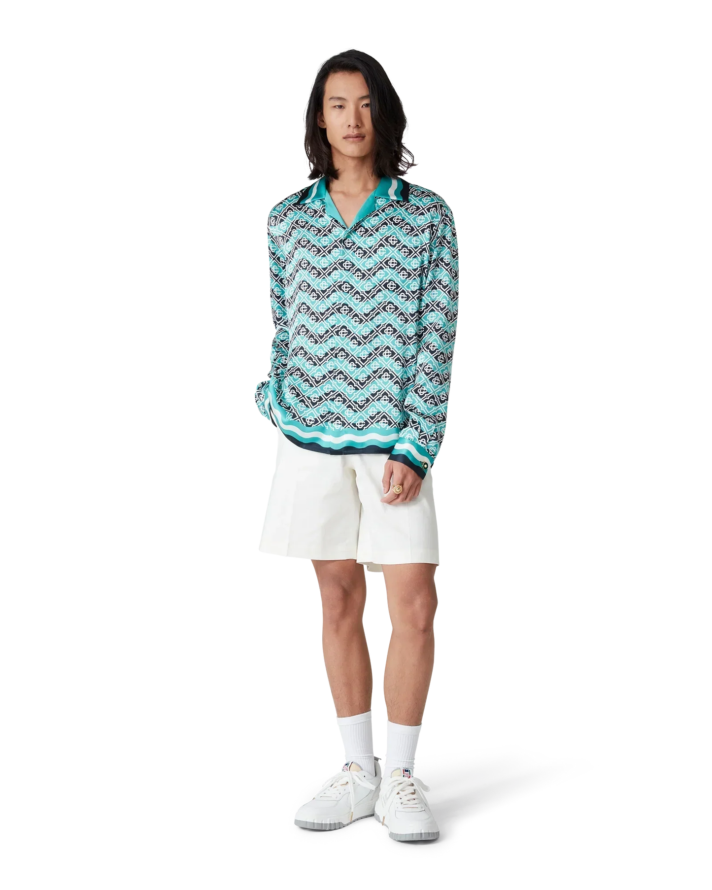 Monogram Wave Long Sleeve Silk Shirt | Casablanca Paris | Image 2