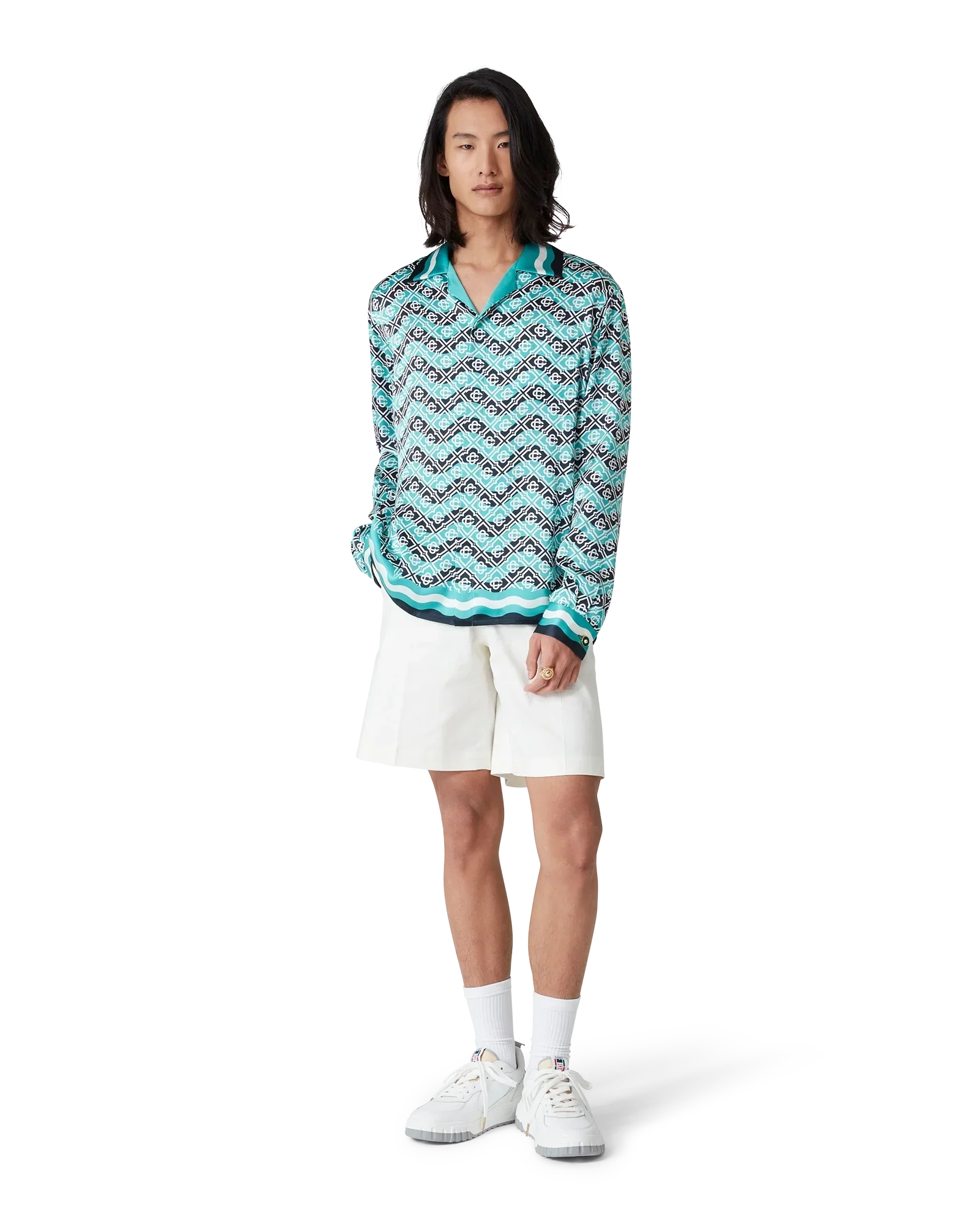 Monogram Wave Long Sleeve Silk Shirt | Casablanca Paris | Image 2