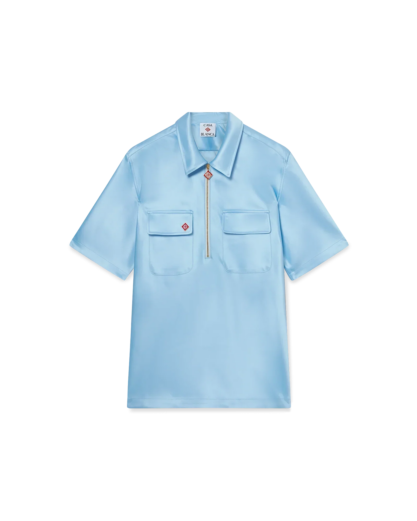 Satin Quarter Short Sleeve Zip Shirt | Casablanca Paris | Image 1