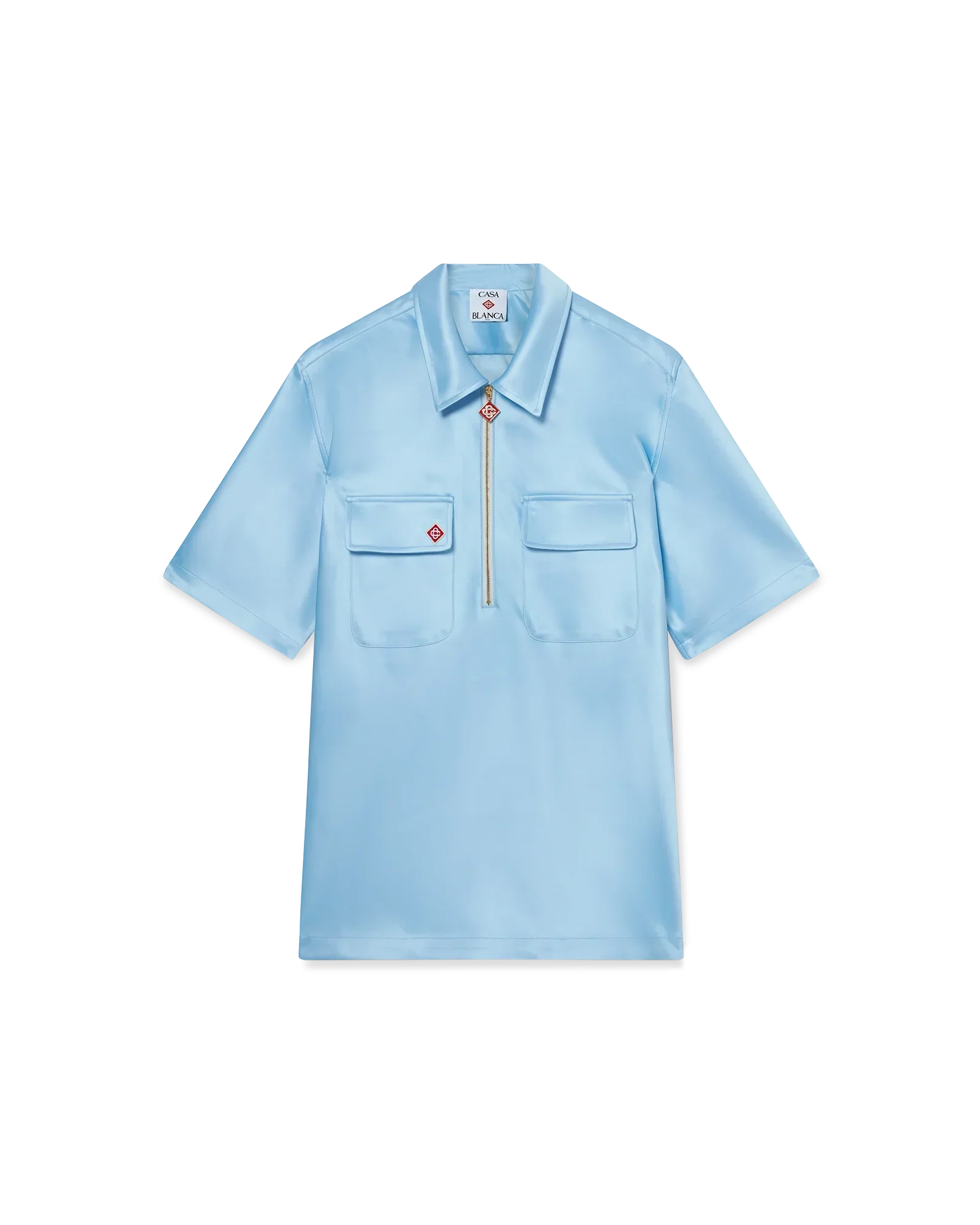 Satin Quarter Short Sleeve Zip Shirt | Casablanca Paris | Image 1