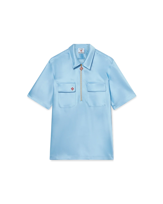 Satin Quarter Short Sleeve Zip Shirt | Casablanca Paris | Image 1