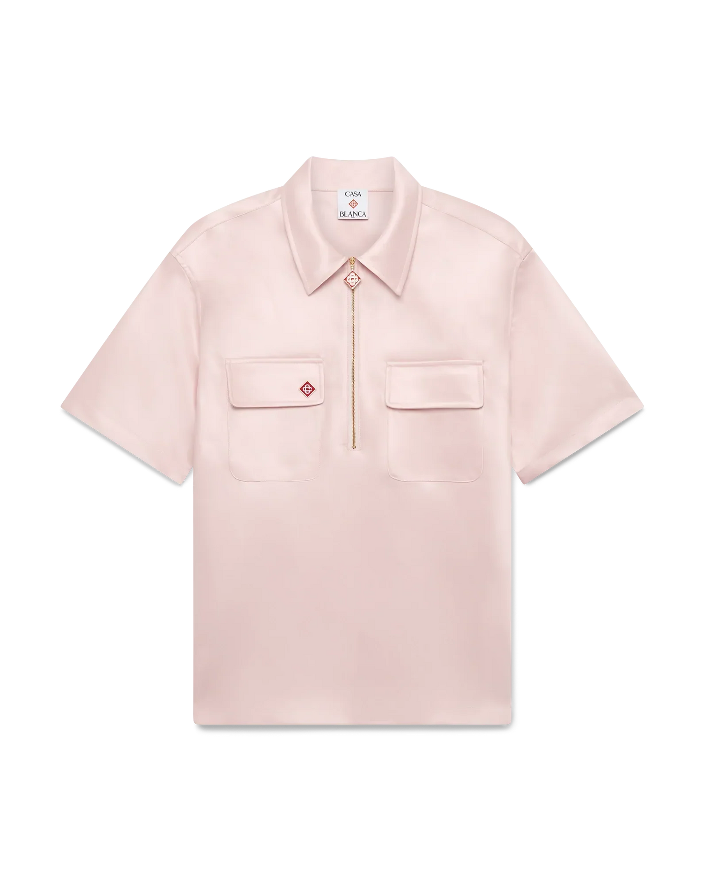 Satin Quarter Short Sleeve Zip Shirt | Casablanca Paris | Image 1
