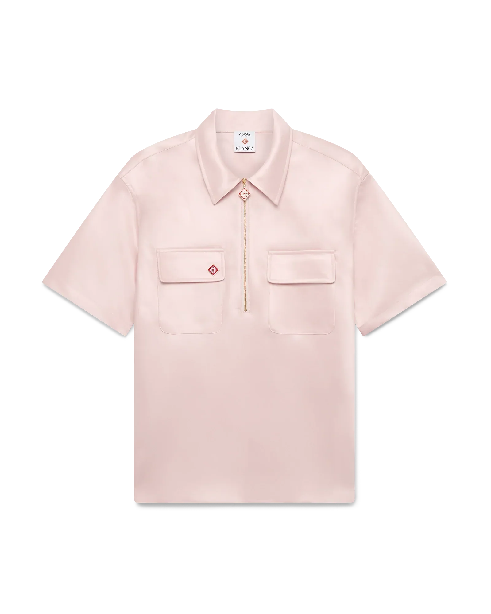 Satin Quarter Short Sleeve Zip Shirt | Casablanca Paris | Image 1