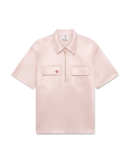 Satin Quarter Short Sleeve Zip Shirt | Casablanca Paris | Image 1