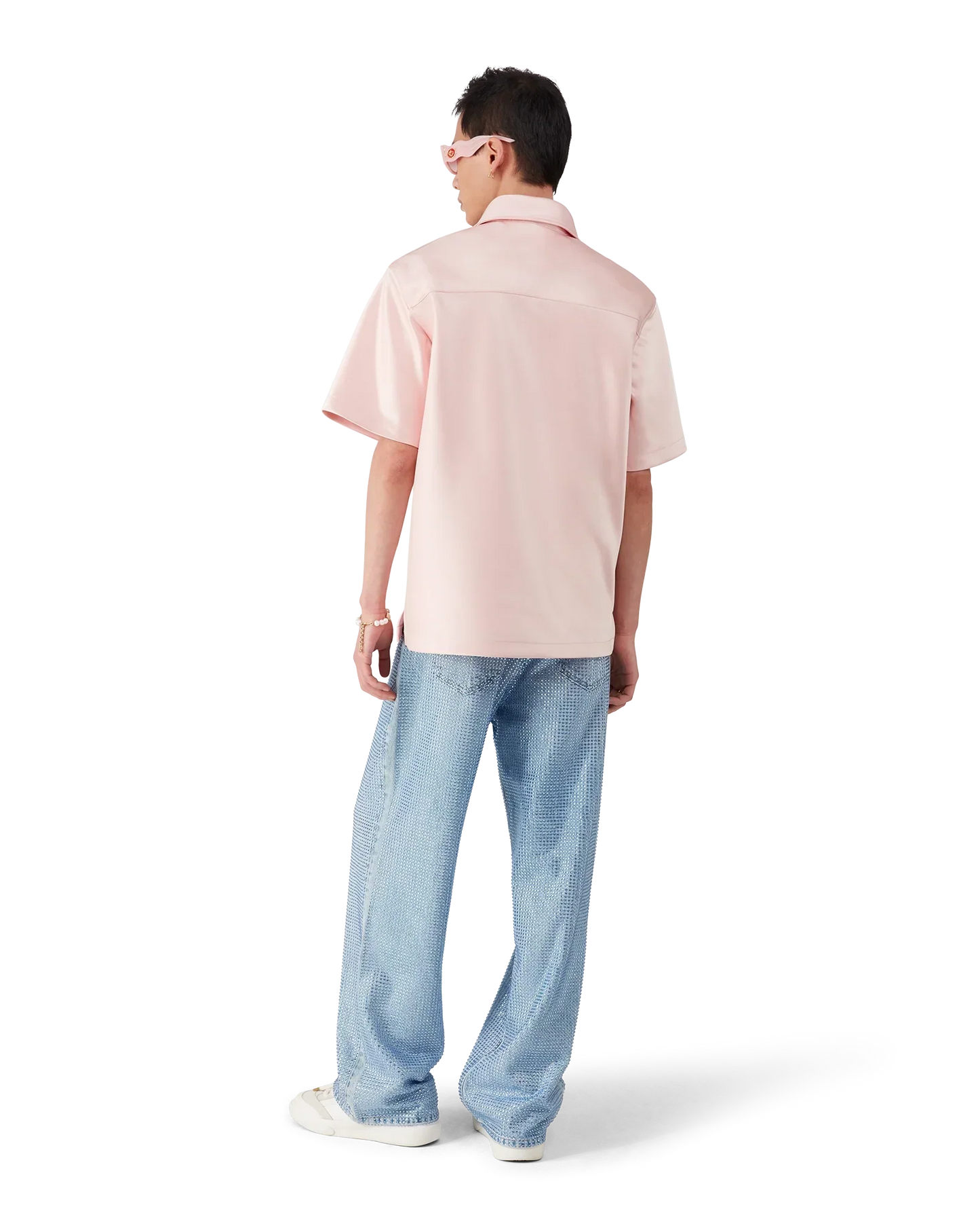 Satin Quarter Short Sleeve Zip Shirt | Casablanca Paris | Image 5