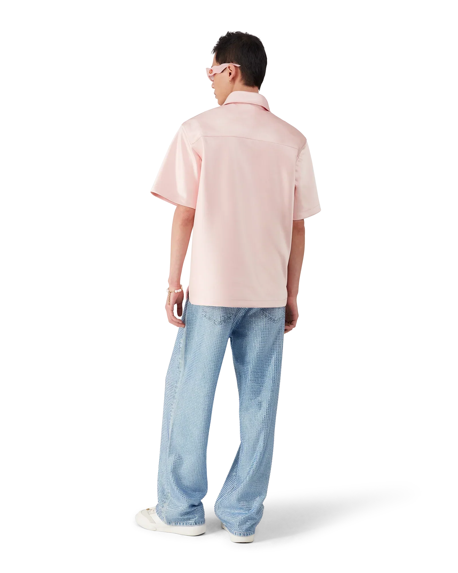 Satin Quarter Short Sleeve Zip Shirt | Casablanca Paris | Image 5