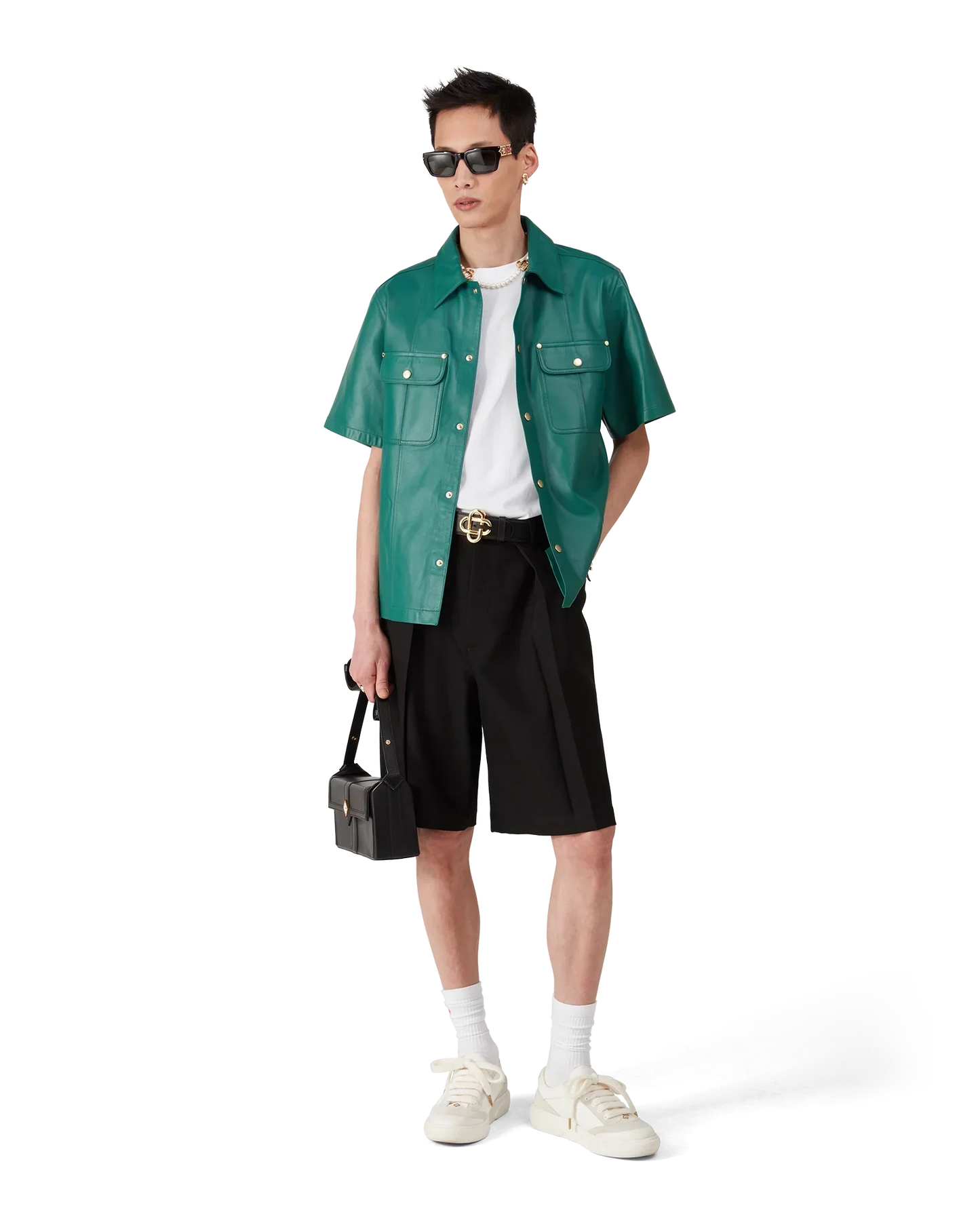 Leather Short Sleeve Shirt | Casablanca Paris | Image 2
