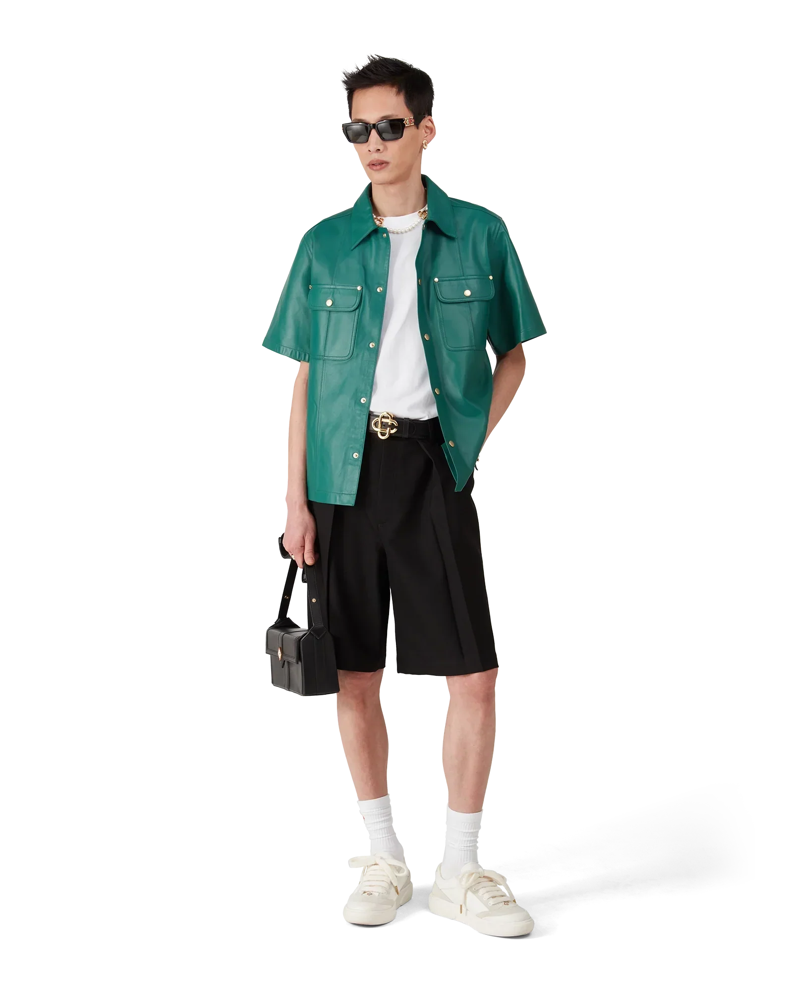 Leather Short Sleeve Shirt | Casablanca Paris | Image 2