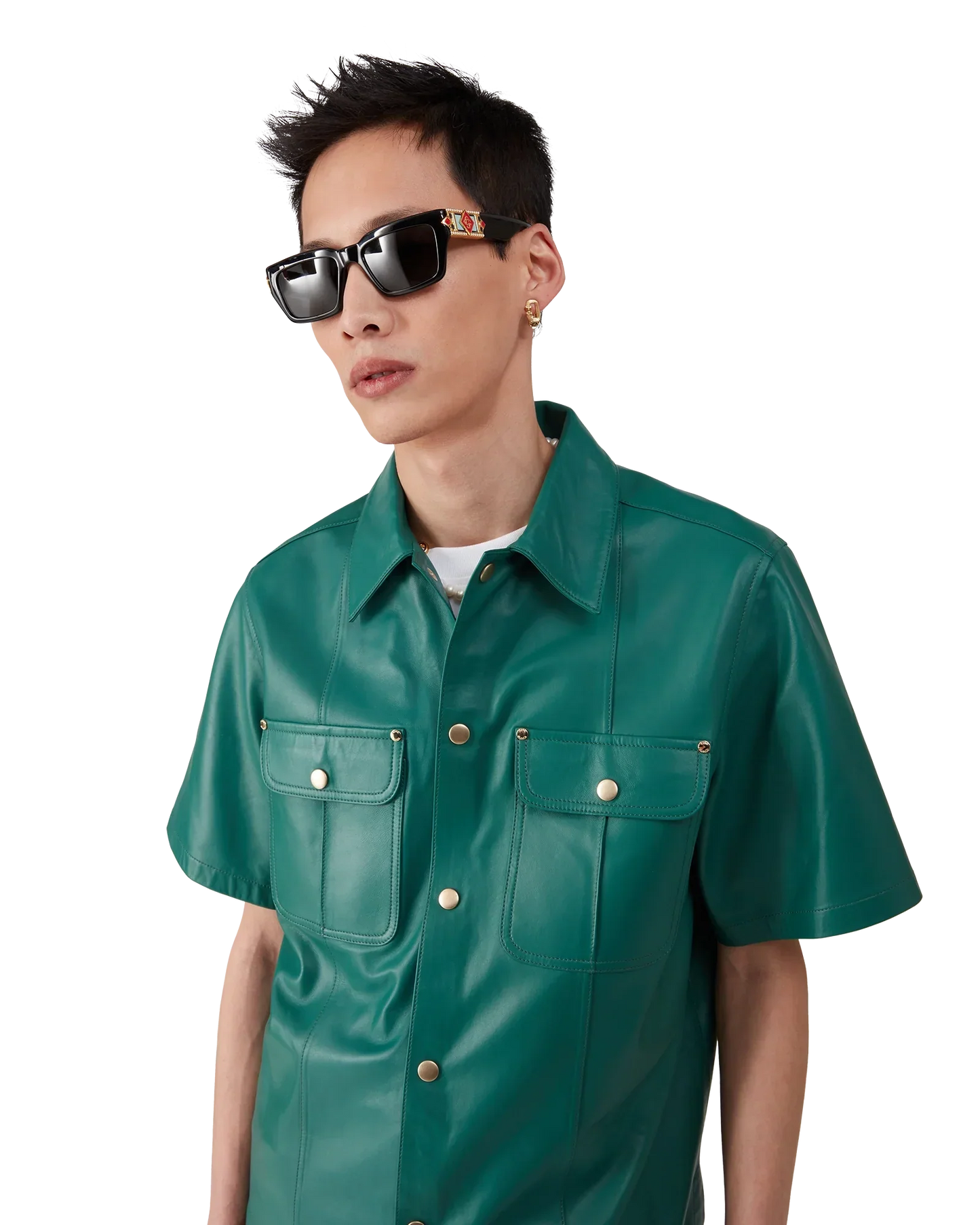 Leather Short Sleeve Shirt | Casablanca Paris | Image 4