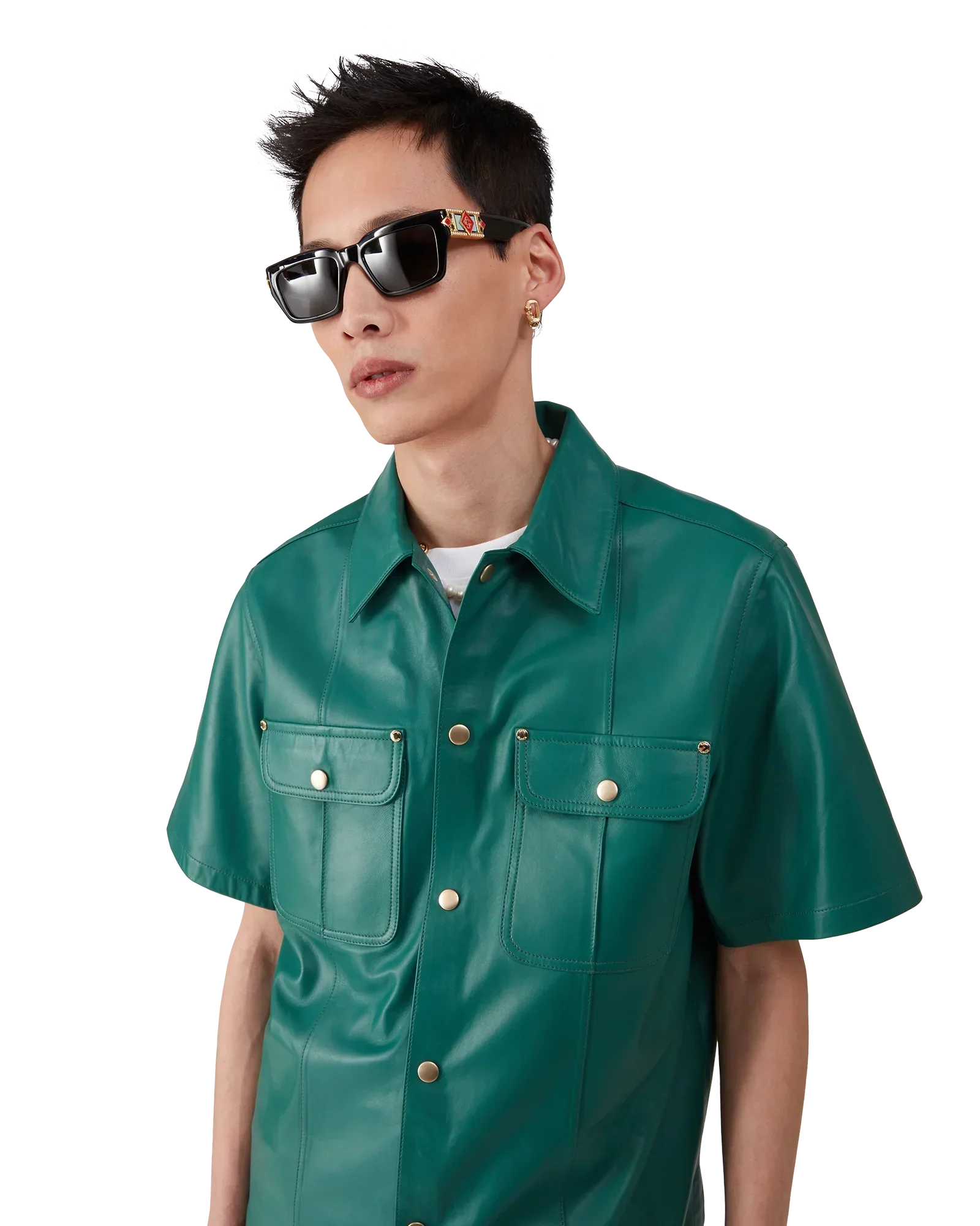 Leather Short Sleeve Shirt | Casablanca Paris | Image 4