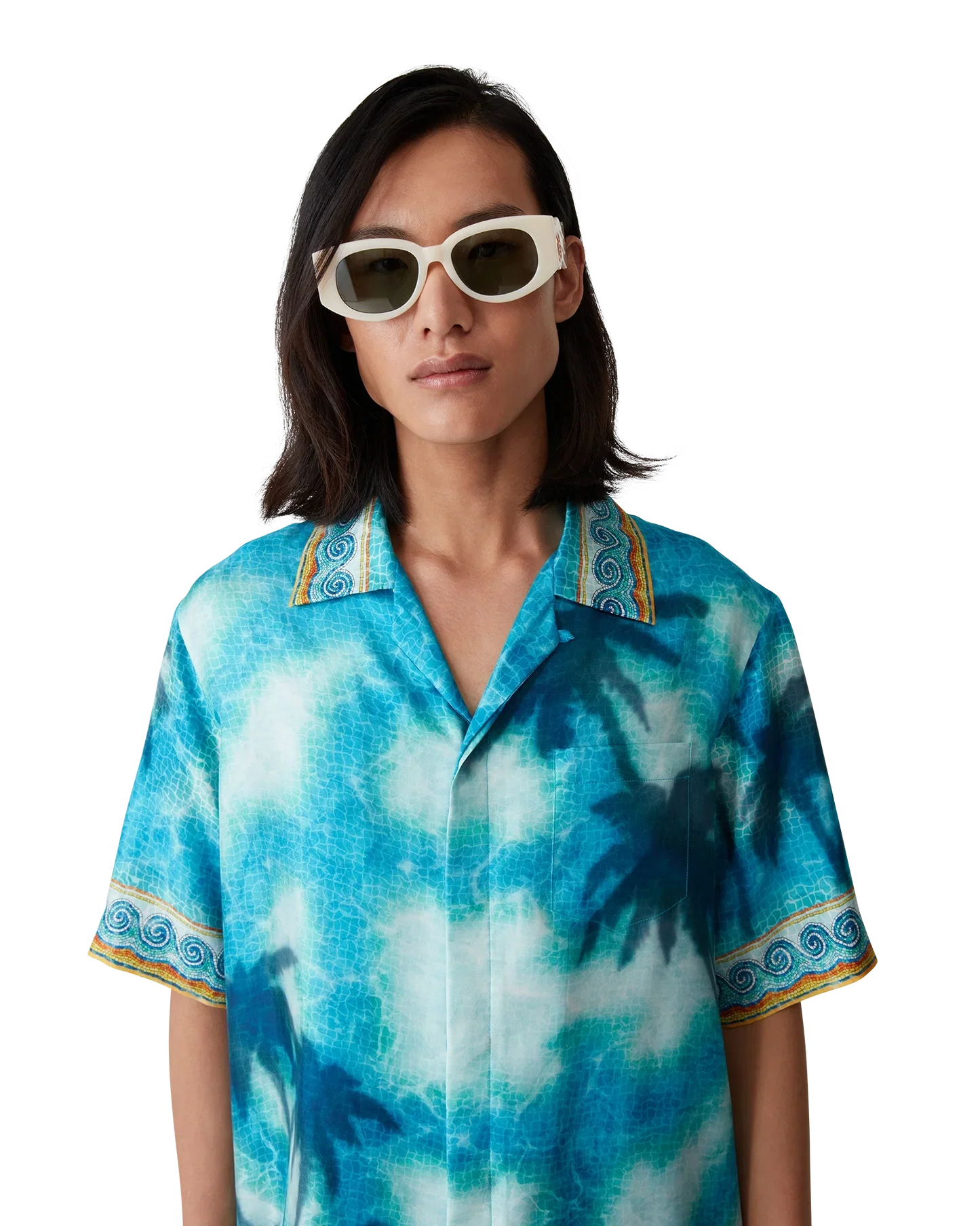 Poolside Emblem Short Sleeve Silk Shirt | Casablanca Paris | Image 4