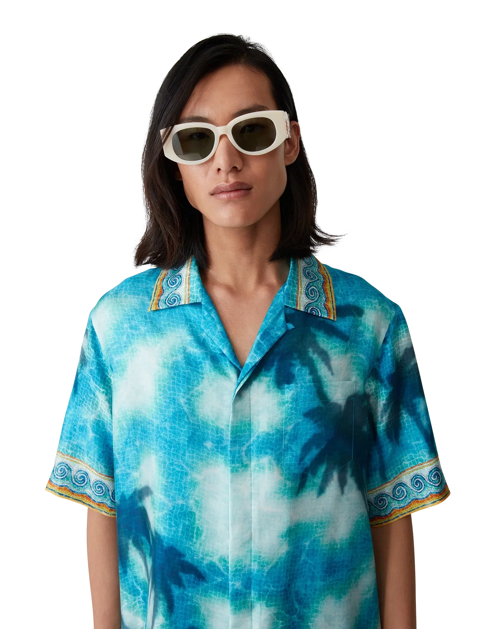 Poolside Emblem Short Sleeve Silk Shirt | Casablanca Paris | Image 4