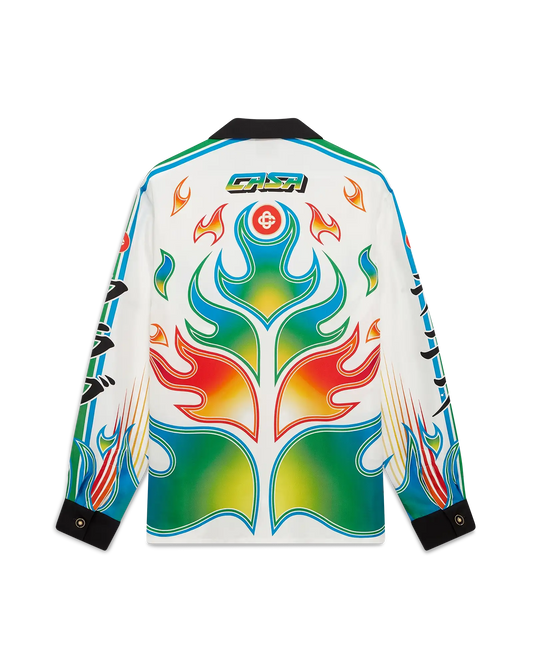 Flame Laurel Long Sleeve Silk Twill Shirt | Casablanca Paris | Image 1