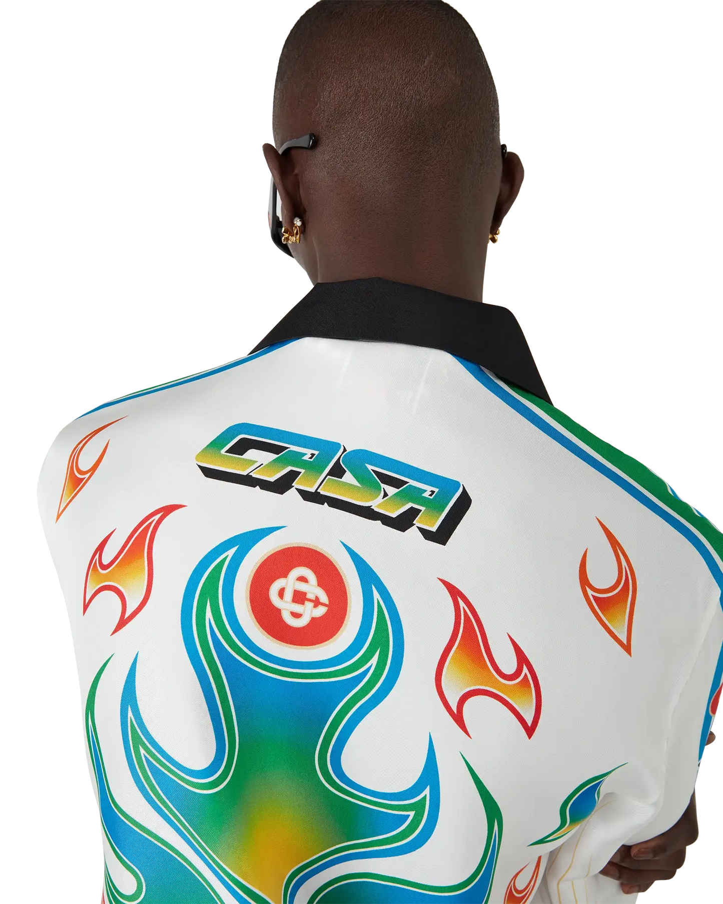 Flame Laurel Long Sleeve Silk Twill Shirt | Casablanca Paris | Image 5