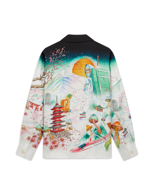 Flowers Long Sleeve Silk Twill Shirt | Casablanca Paris | Image 1