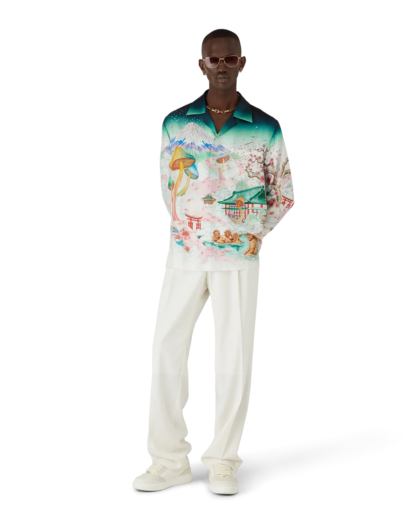 Flowers Long Sleeve Silk Twill Shirt | Casablanca Paris | Image 2