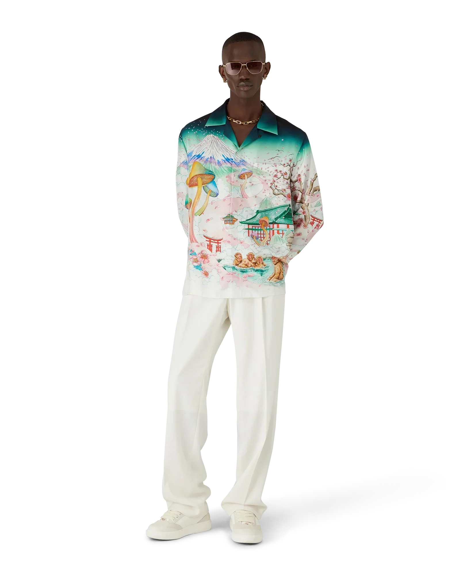 Flowers Long Sleeve Silk Twill Shirt | Casablanca Paris | Image 2
