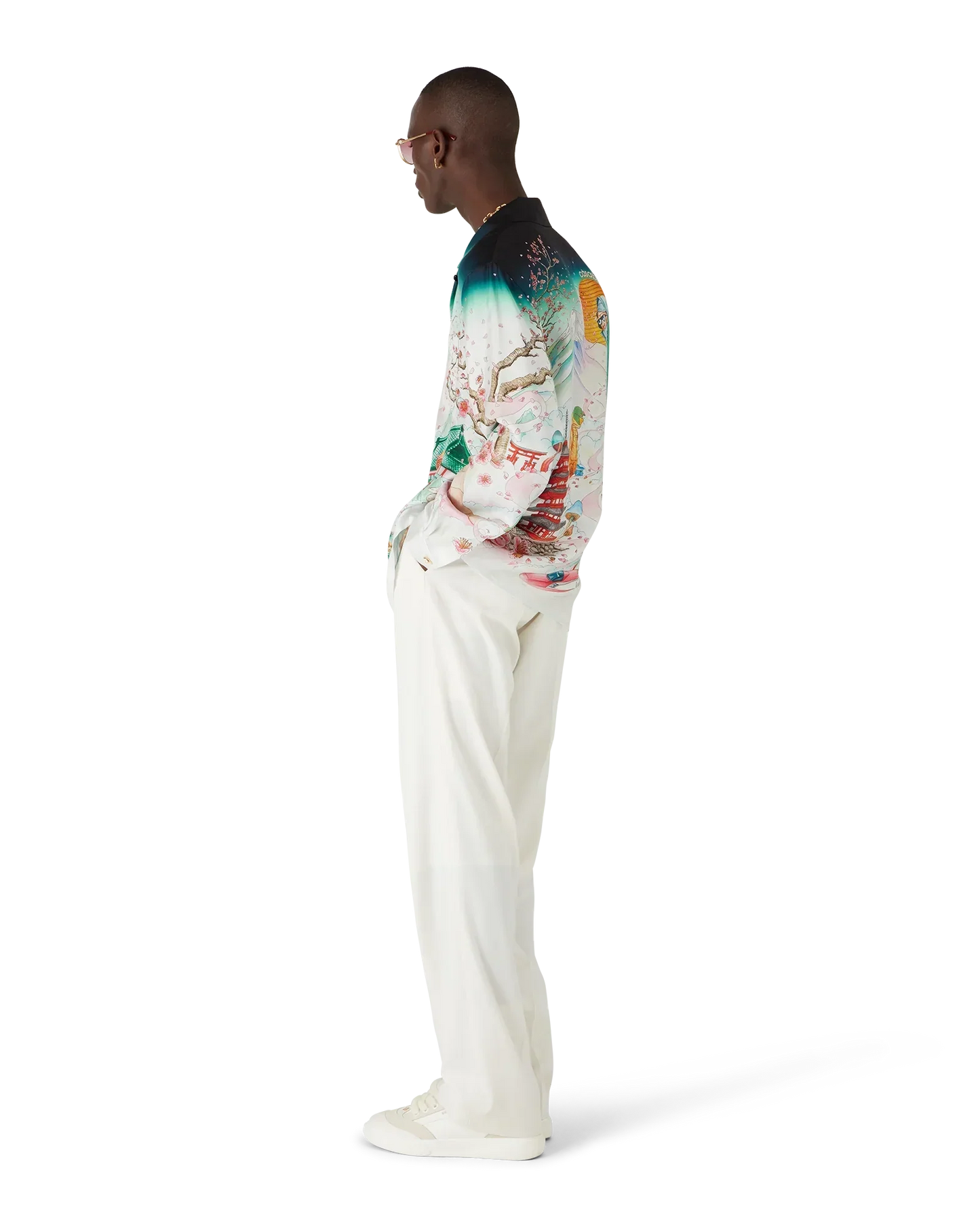 Flowers Long Sleeve Silk Twill Shirt | Casablanca Paris | Image 3