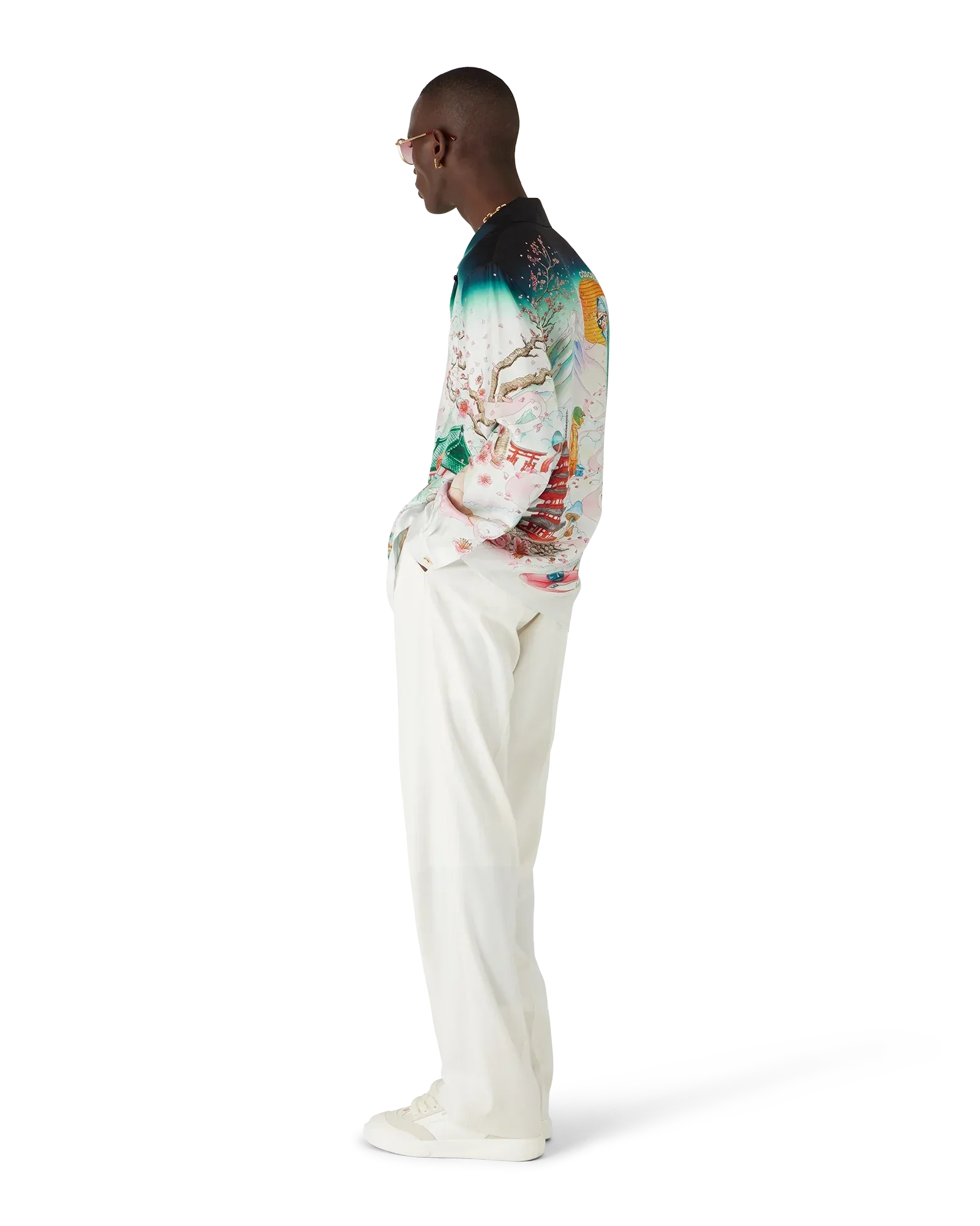 Flowers Long Sleeve Silk Twill Shirt | Casablanca Paris | Image 3