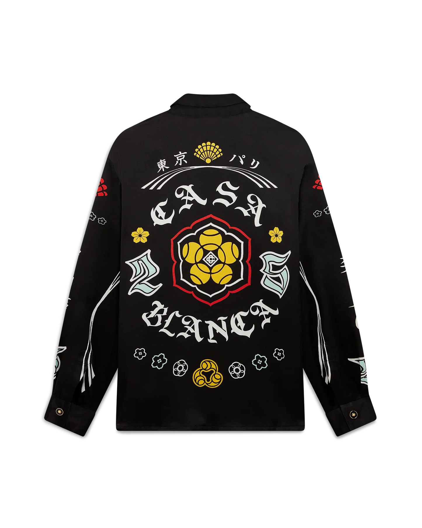 Emblem Long Sleeve Silk Satin Shirt | Casablanca Paris | Image 1
