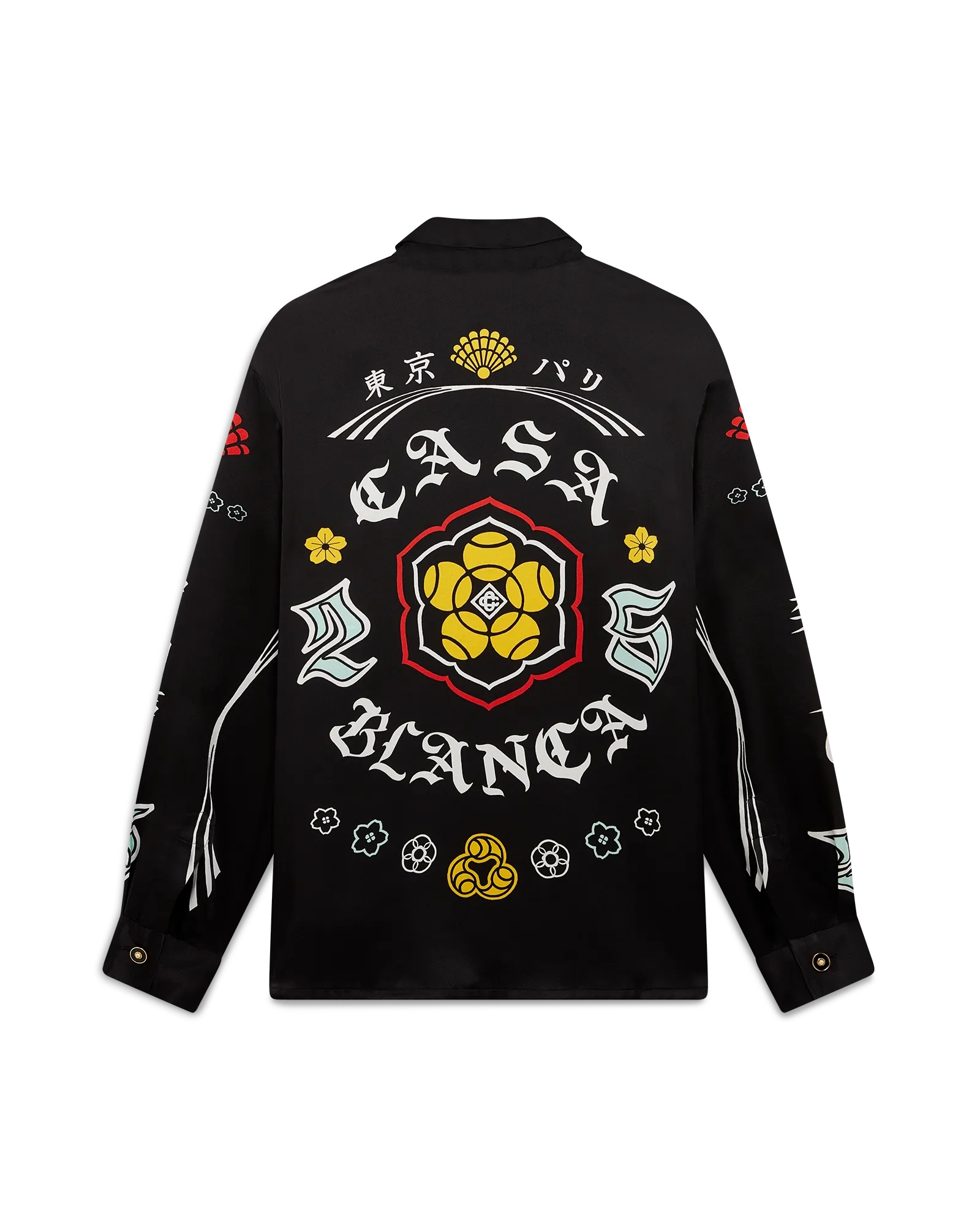 Emblem Long Sleeve Silk Satin Shirt | Casablanca Paris | Image 1