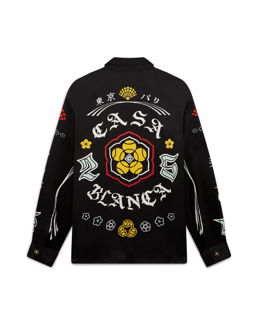 Emblem Long Sleeve Silk Satin Shirt | Casablanca Paris | Image 1