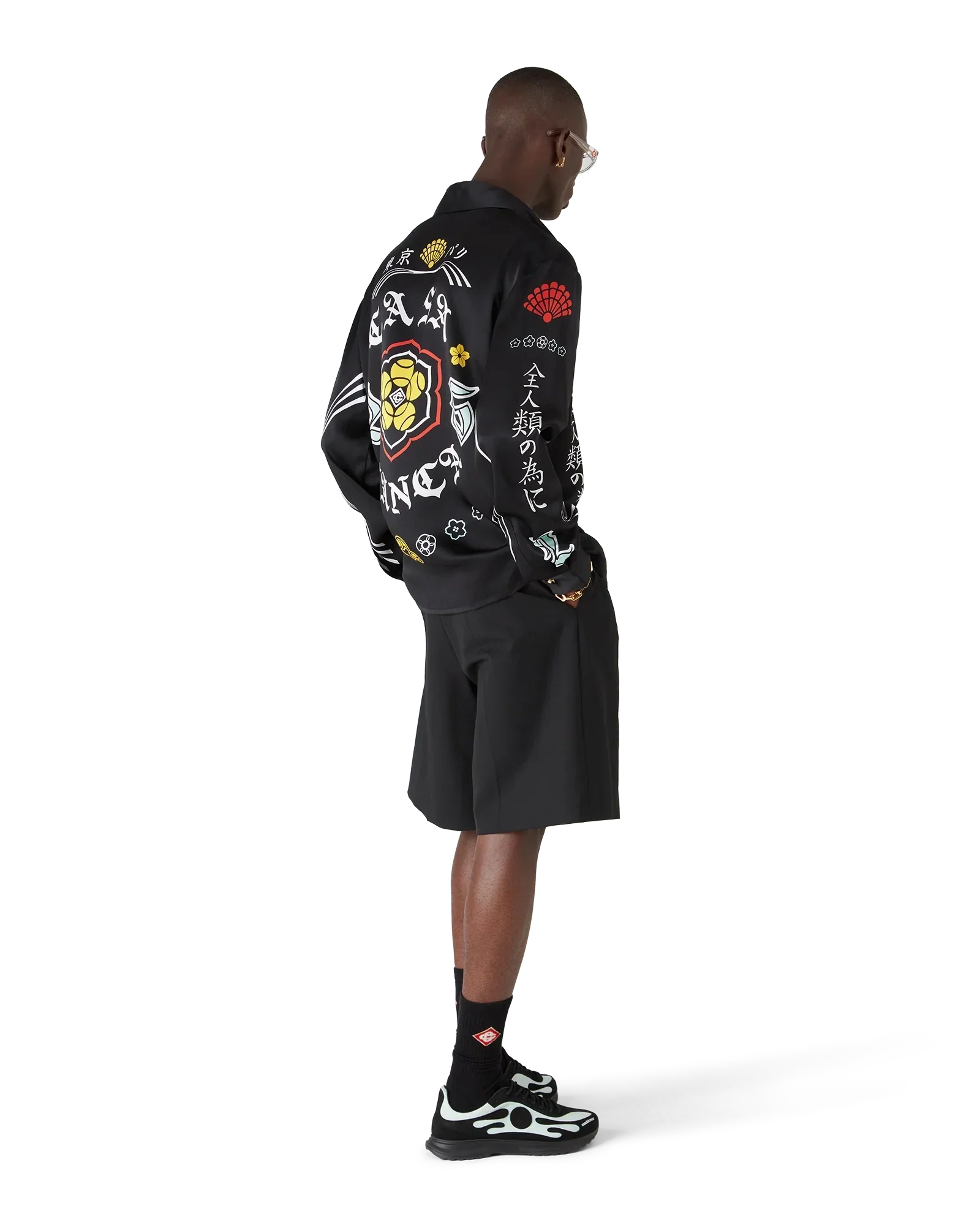 Emblem Long Sleeve Silk Satin Shirt | Casablanca Paris | Image 3