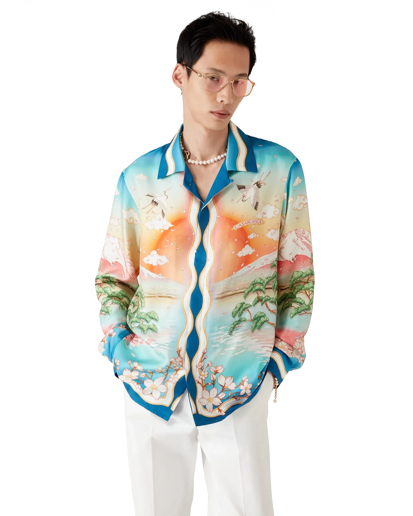 Tennis Club Long Sleeve Silk Shirt | Casablanca Paris | Image 4