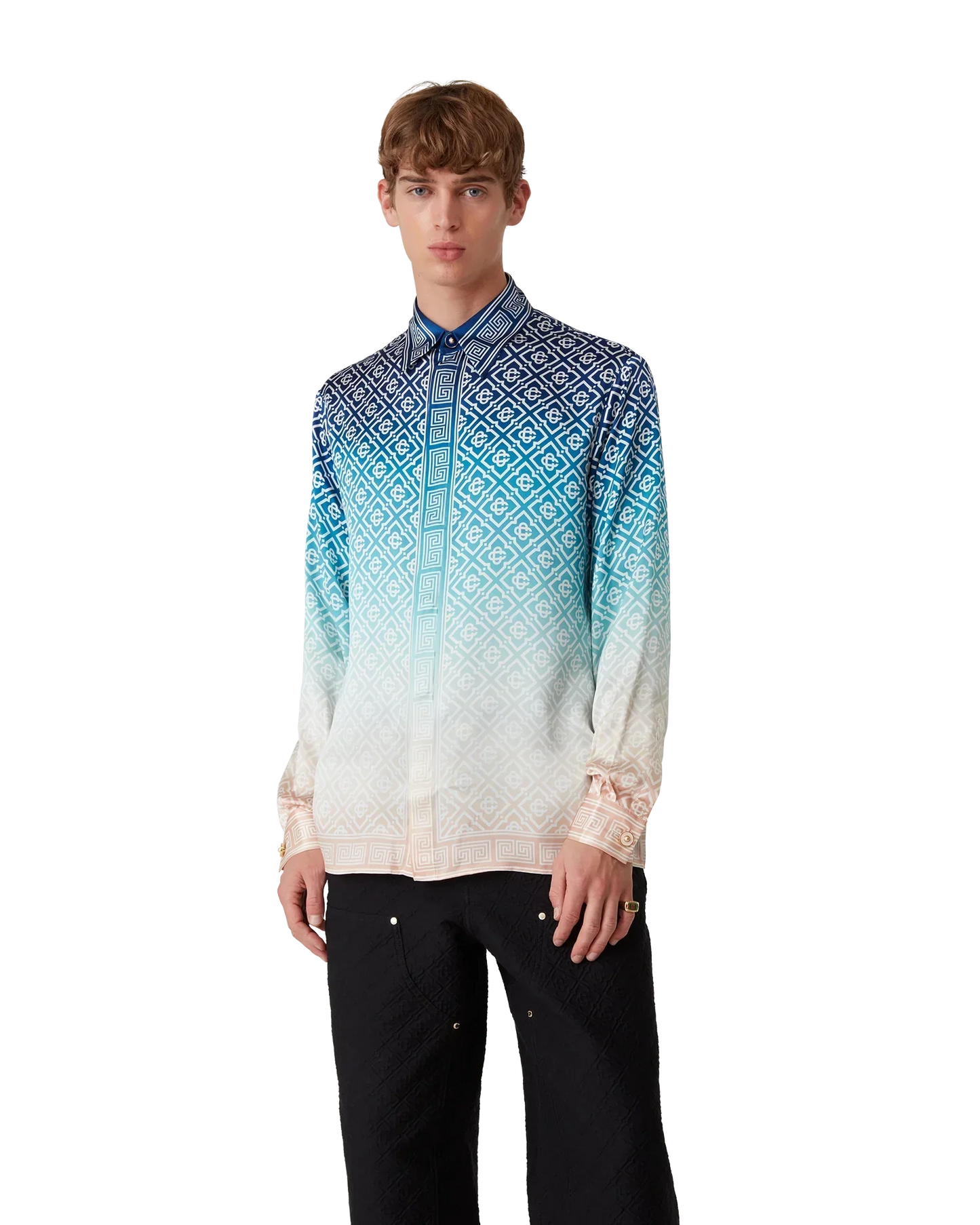 Jacquard Gradient Long Sleeve Silk Shirt | Casablanca Paris | Image 4