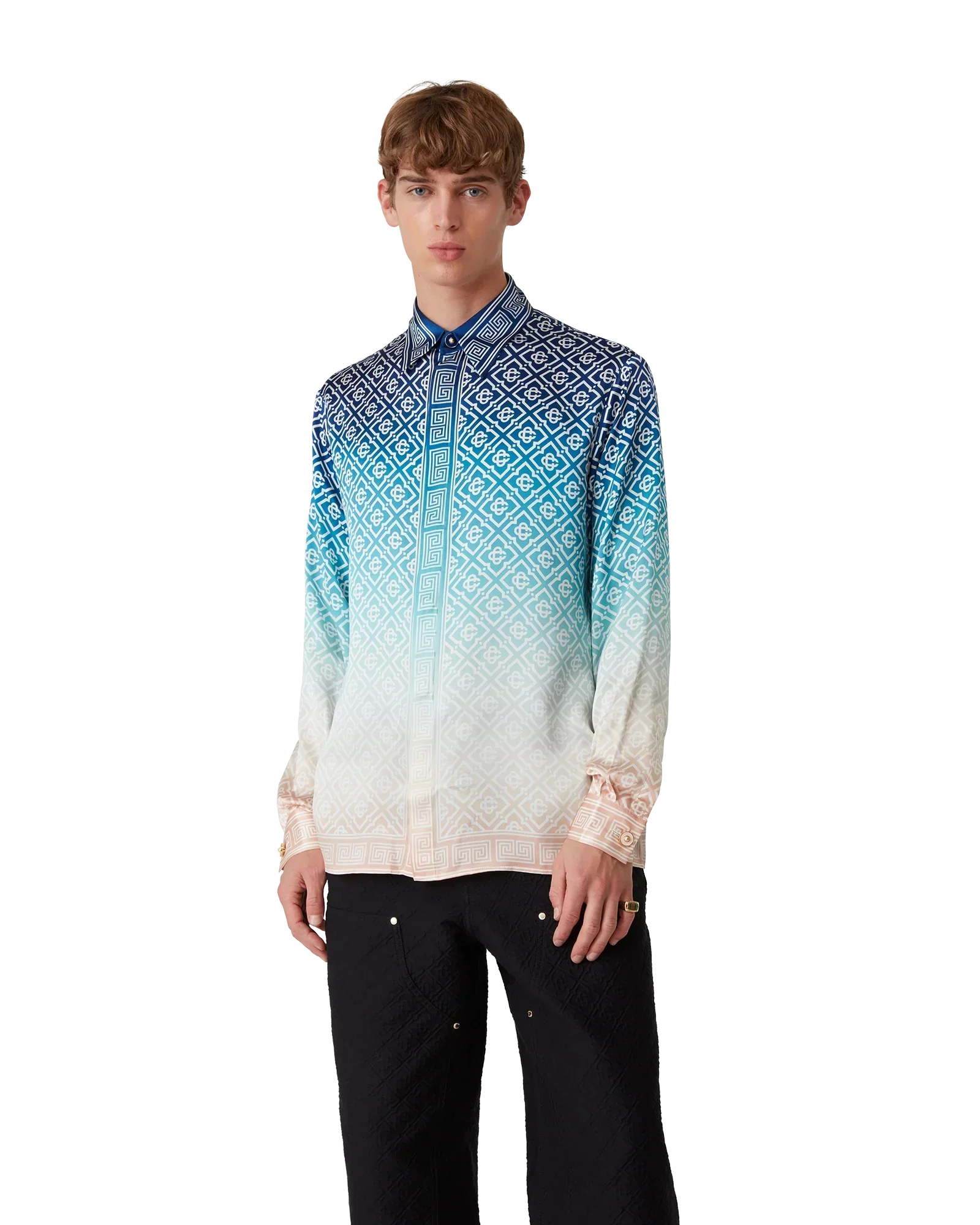 Jacquard Gradient Long Sleeve Silk Shirt | Casablanca Paris | Image 4
