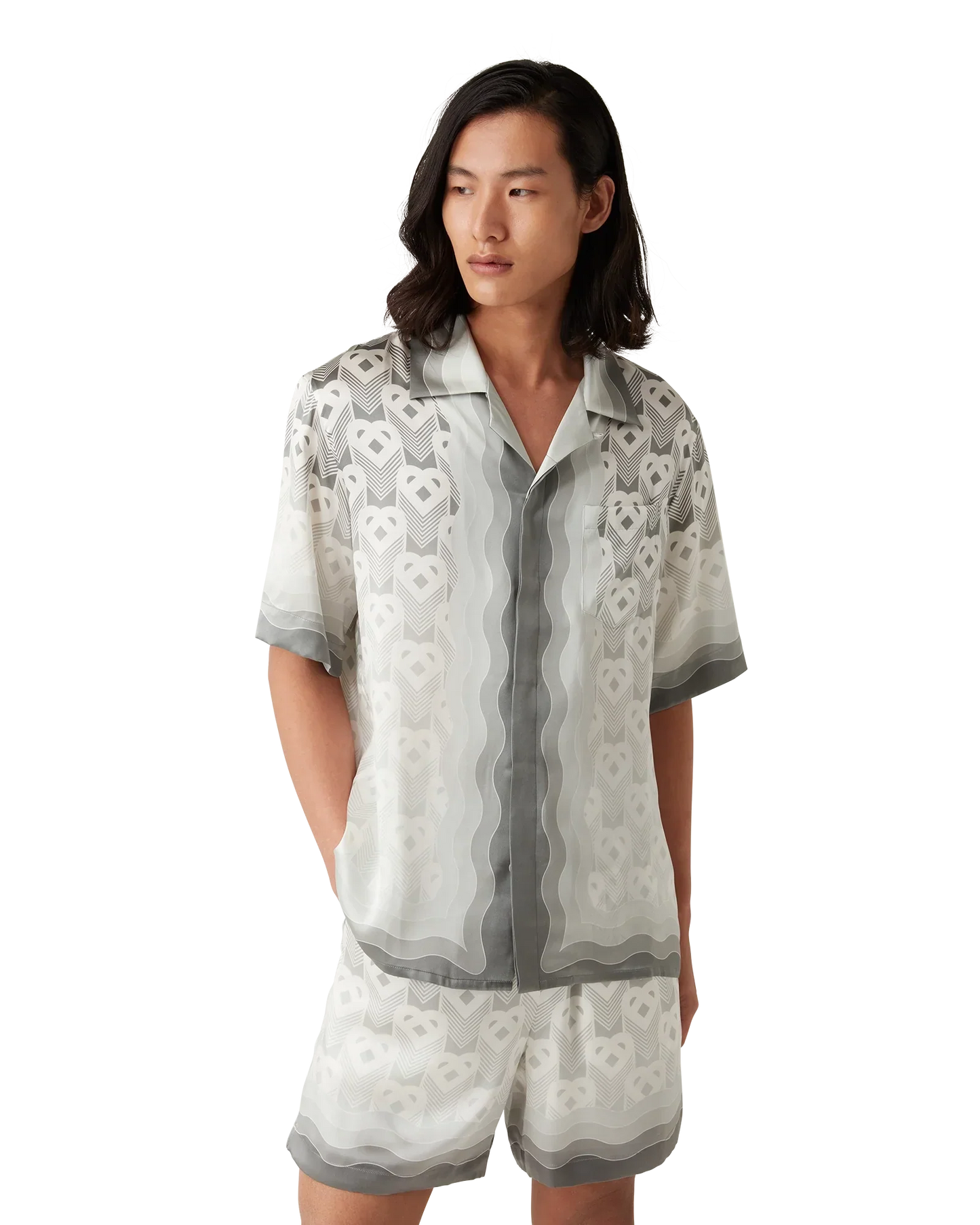 Gradient Heart Monogram Short Sleeve Silk Shirt | Casablanca Paris | Image 4