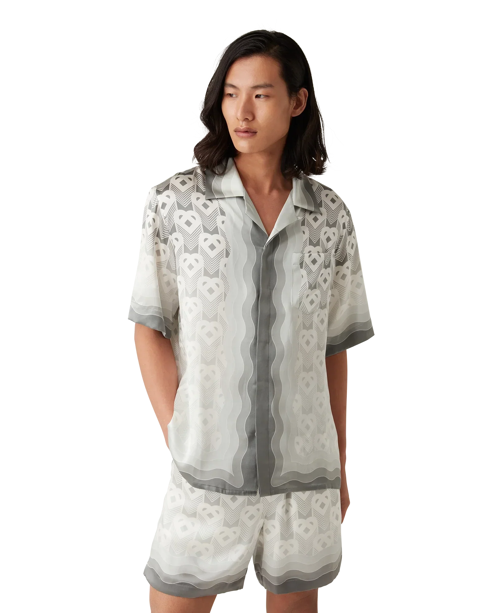 Gradient Heart Monogram Short Sleeve Silk Shirt | Casablanca Paris | Image 4