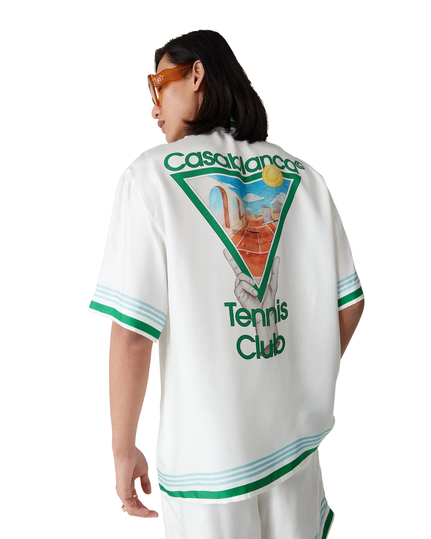 Metaphysical Tennis Icon Short-Sleeve Silk Shirt | Casablanca Paris | Image 9