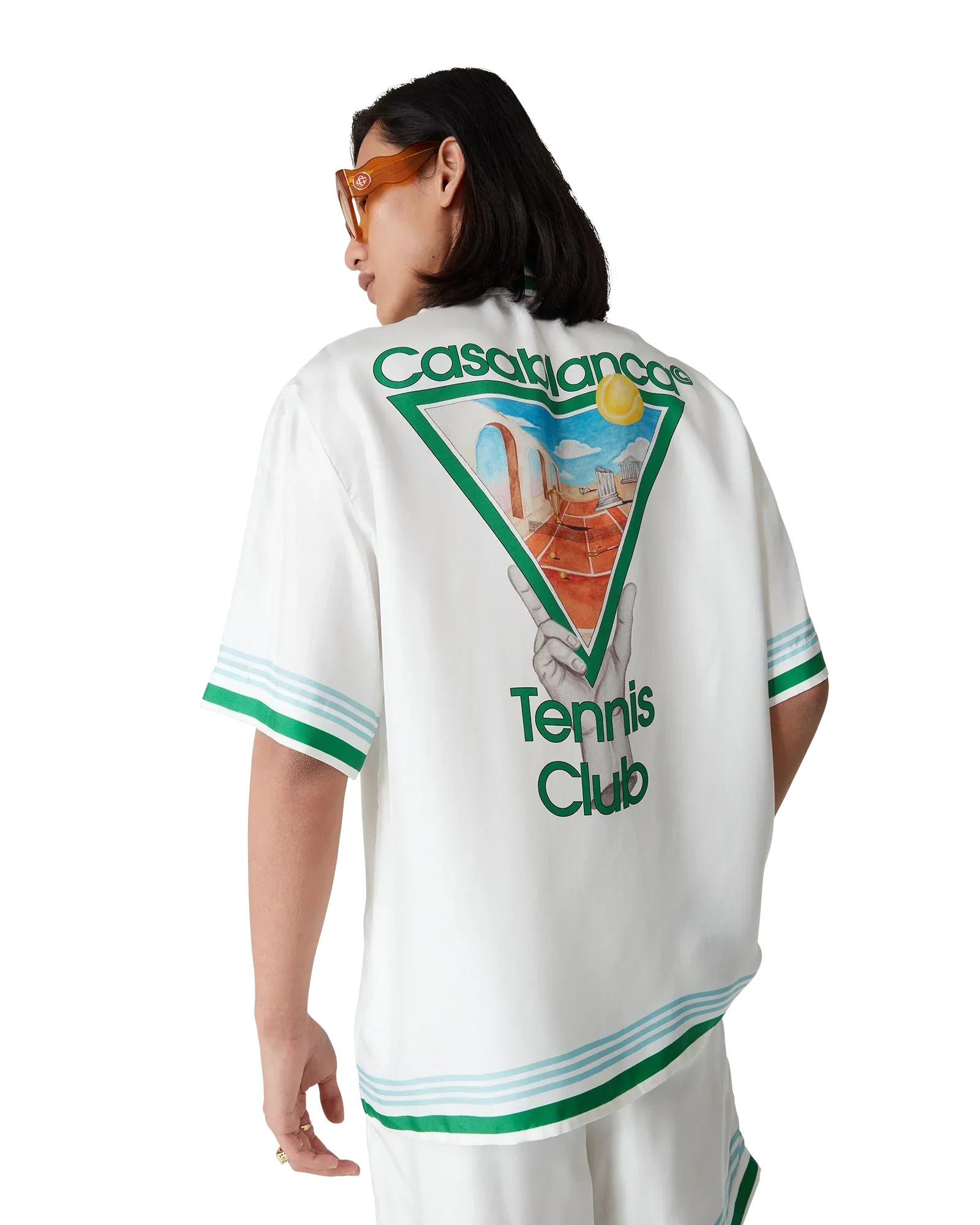 Metaphysical Tennis Icon Short-Sleeve Silk Shirt | Casablanca Paris | Image 9