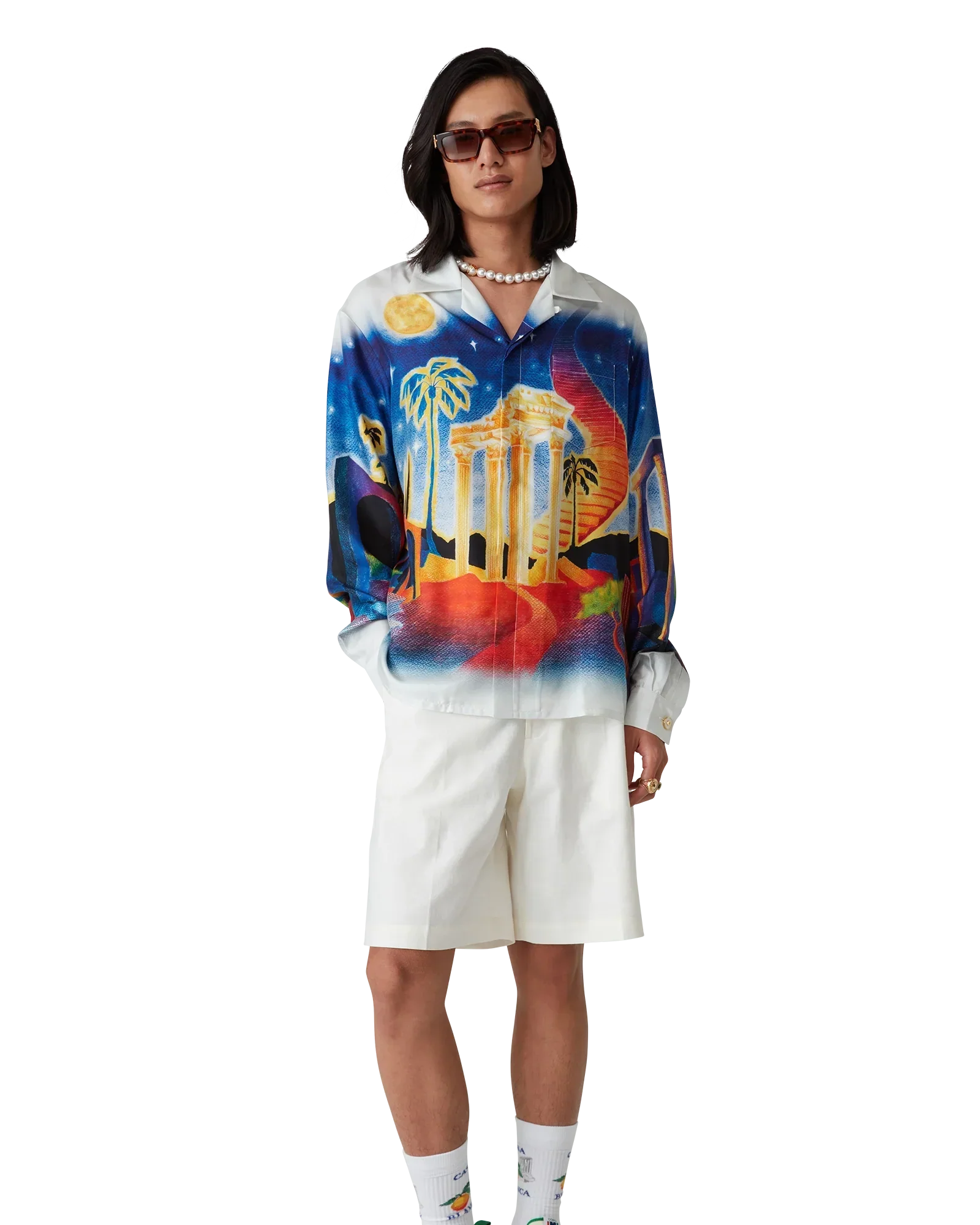 Midnight Acropolis Long Sleeve Silk Shirt | Casablanca Paris | Image 4