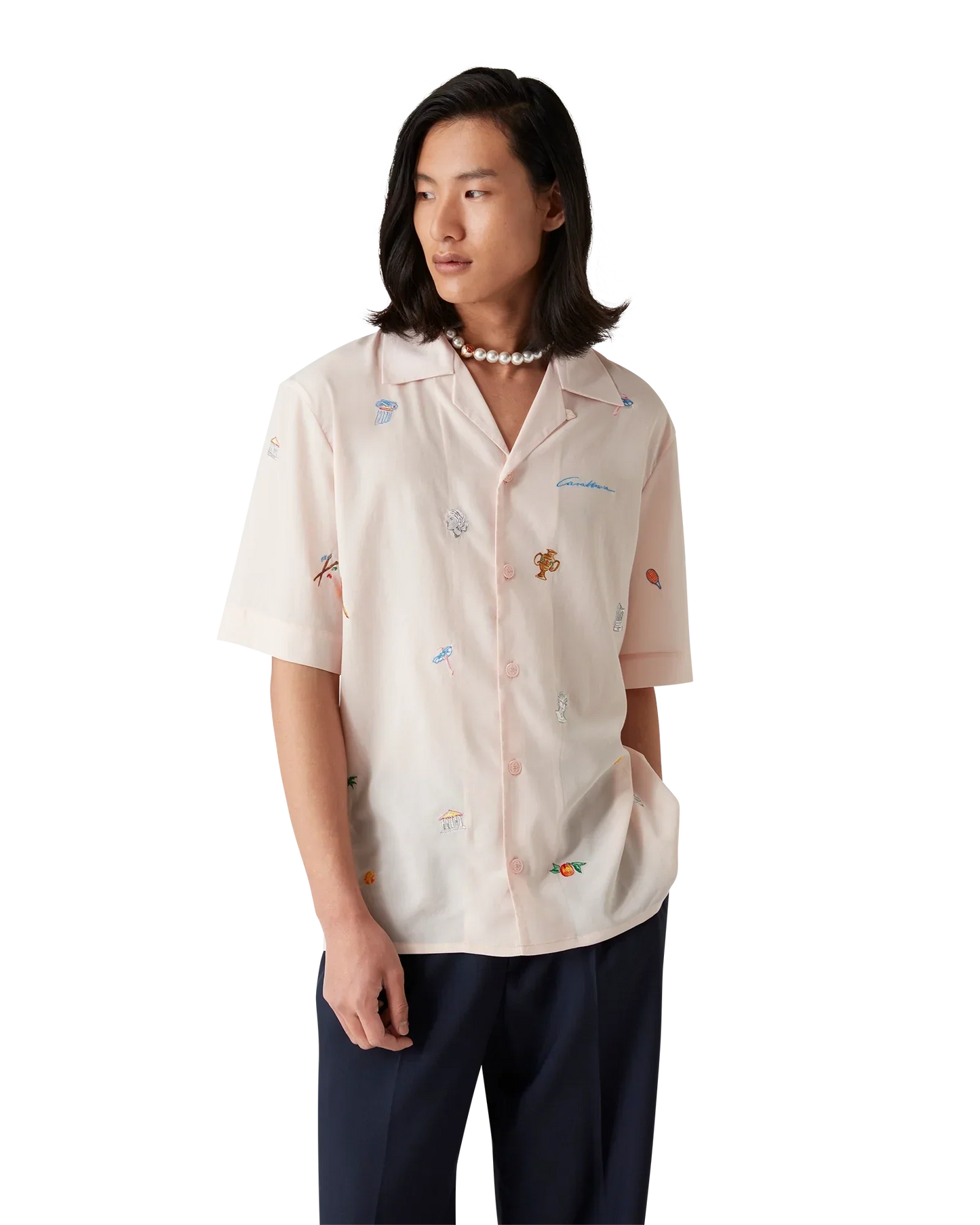 Embroidered Short Sleeve Motif Shirt | Casablanca Paris | Image 4