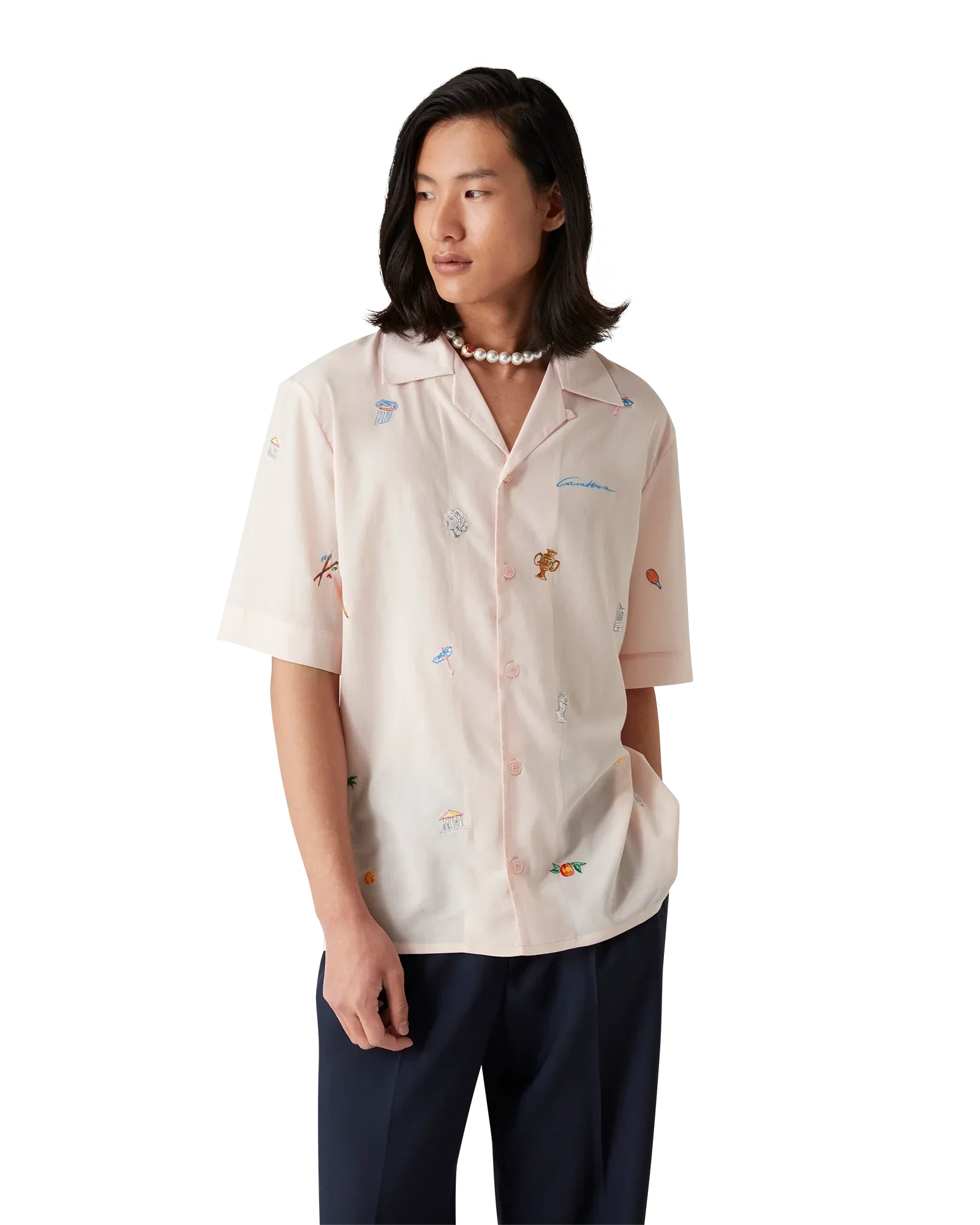 Embroidered Short Sleeve Motif Shirt | Casablanca Paris | Image 4