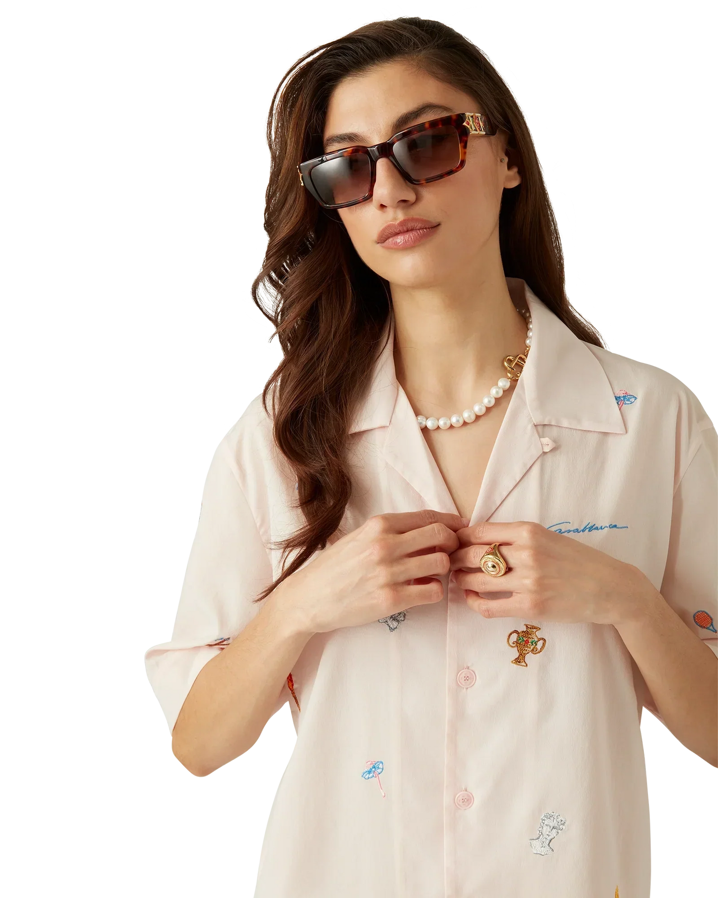 Embroidered Short Sleeve Motif Shirt | Casablanca Paris | Image 9